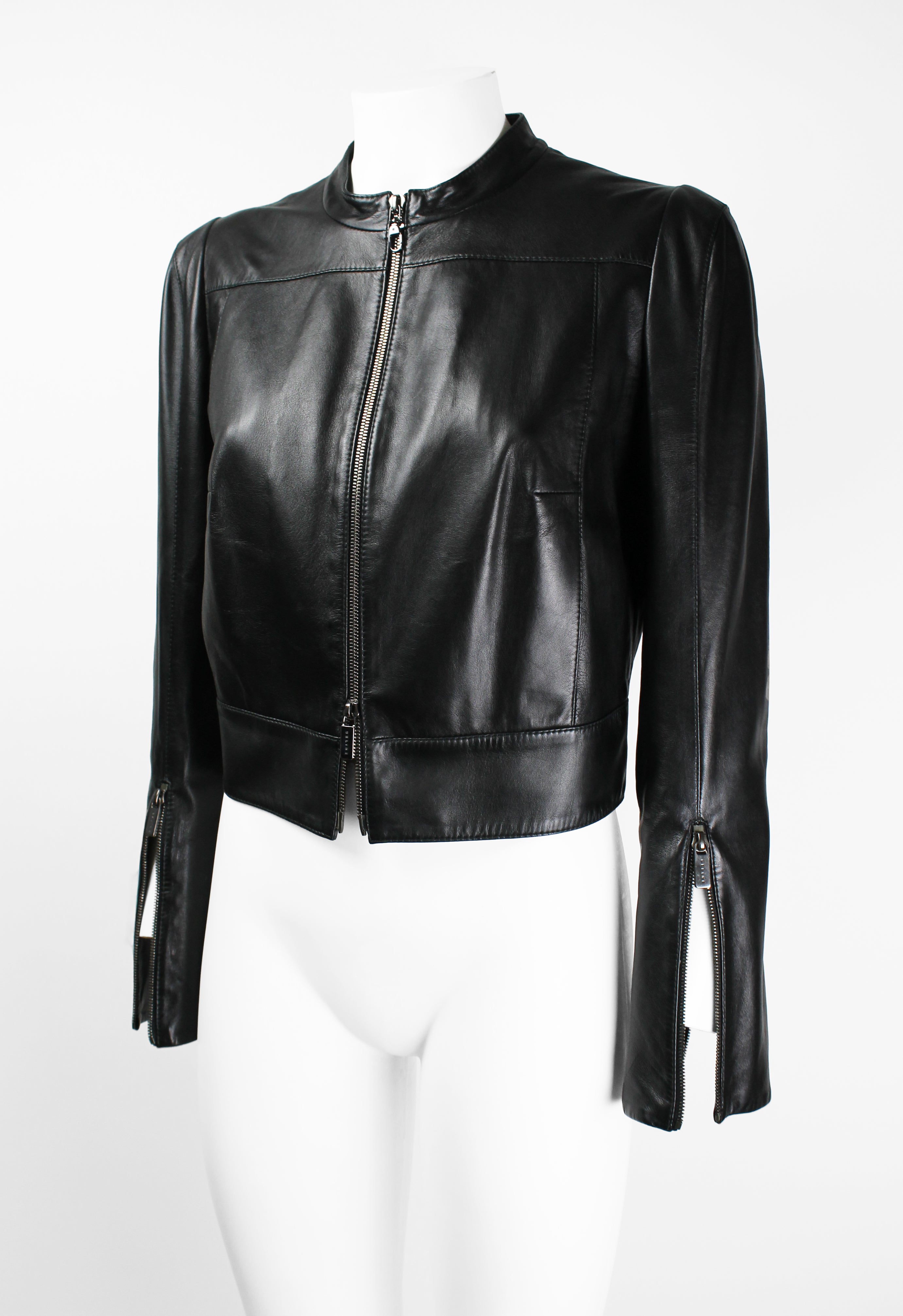 CELINE FW 2009 CROPPED LEATHER BIKER JACKET
