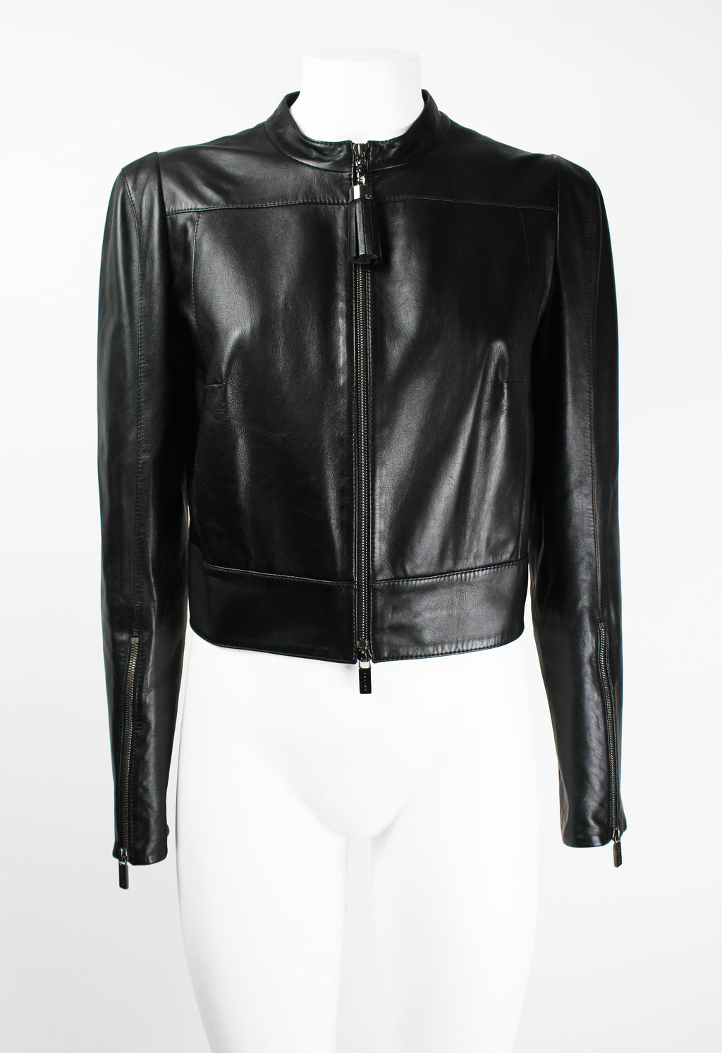 CELINE FW 2009 CROPPED LEATHER BIKER JACKET