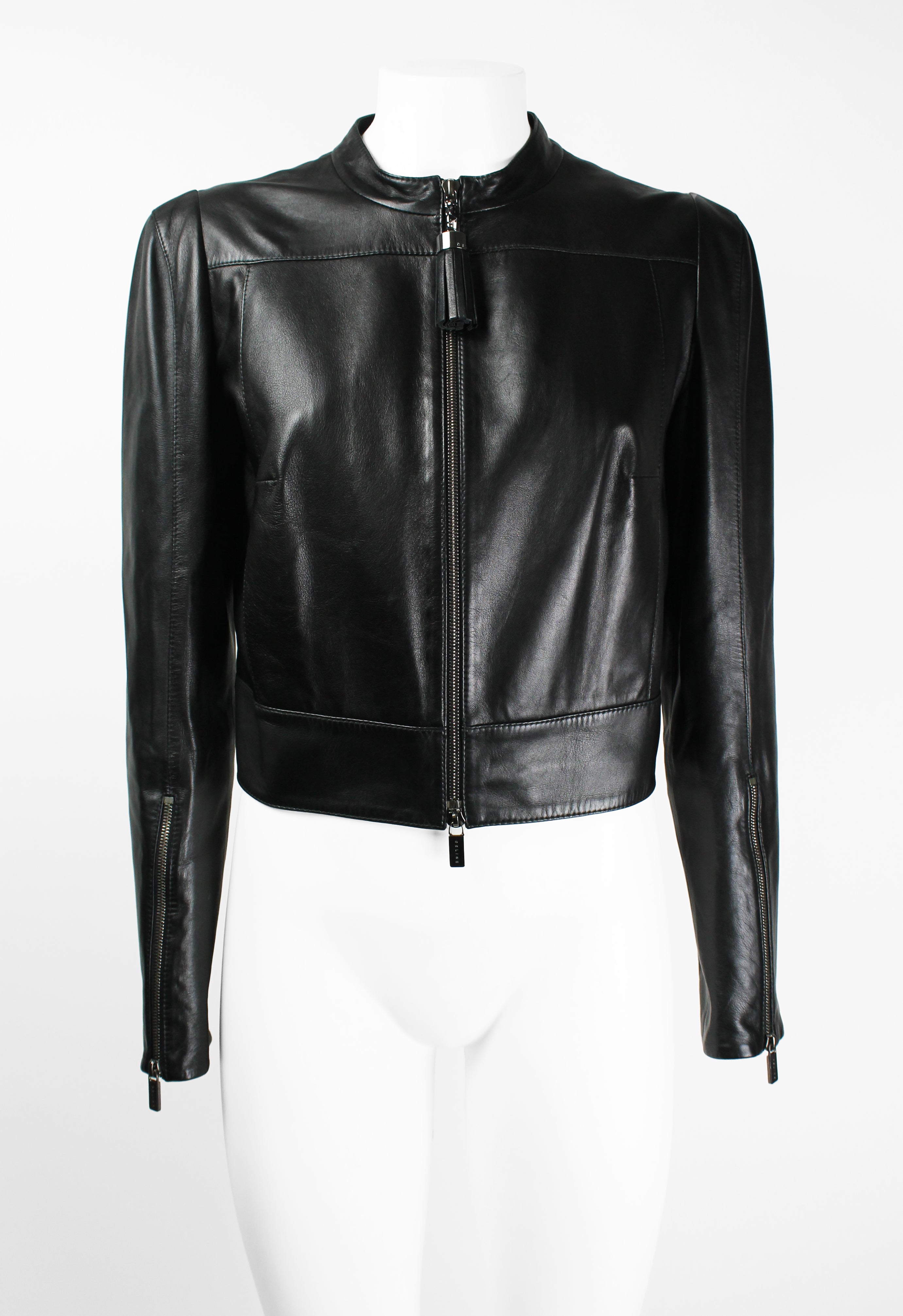 CELINE FW 2009 CROPPED LEATHER BIKER JACKET