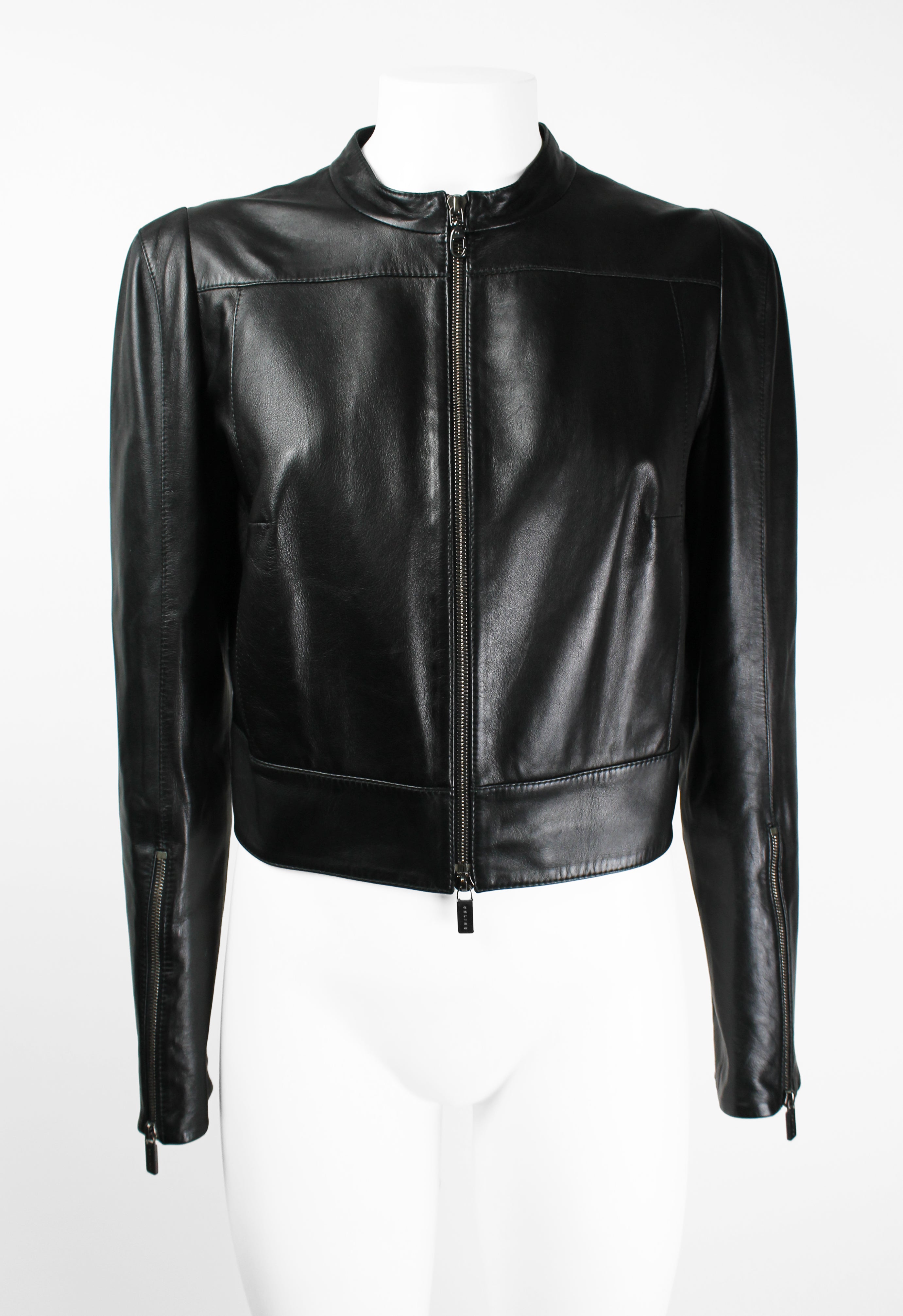 CELINE FW 2009 CROPPED LEATHER BIKER JACKET