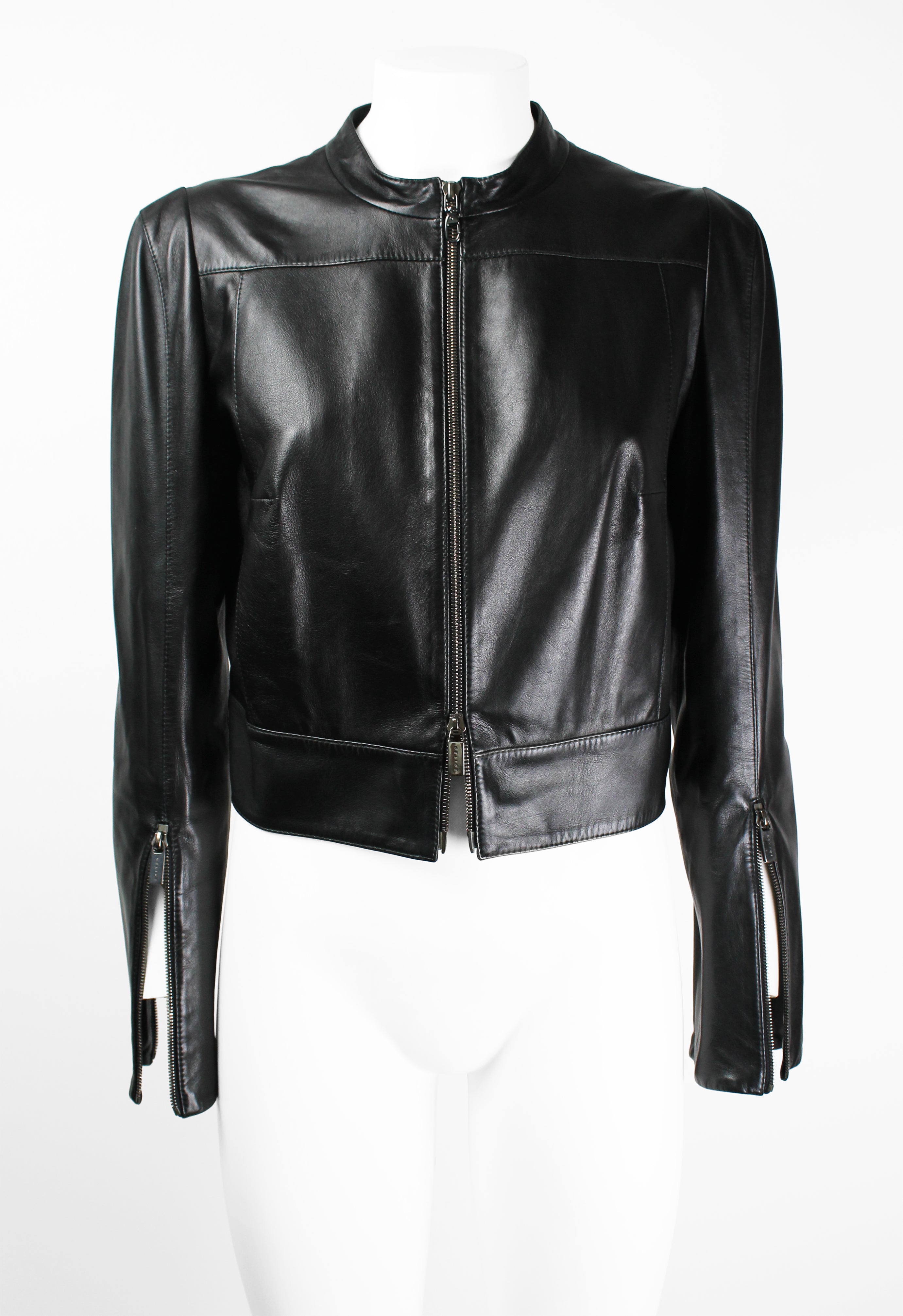 CELINE FW 2009 CROPPED LEATHER BIKER JACKET