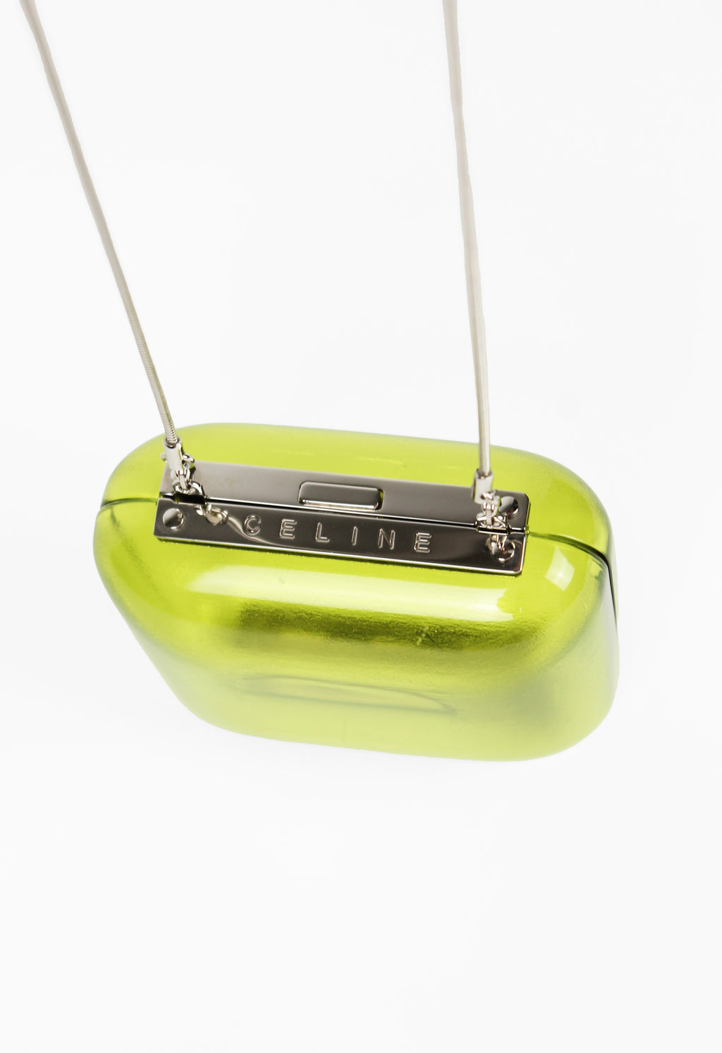 CELINE SS 2000 TRANSPARENT LIME PLEXIGLAS BOX CHAIN BAG