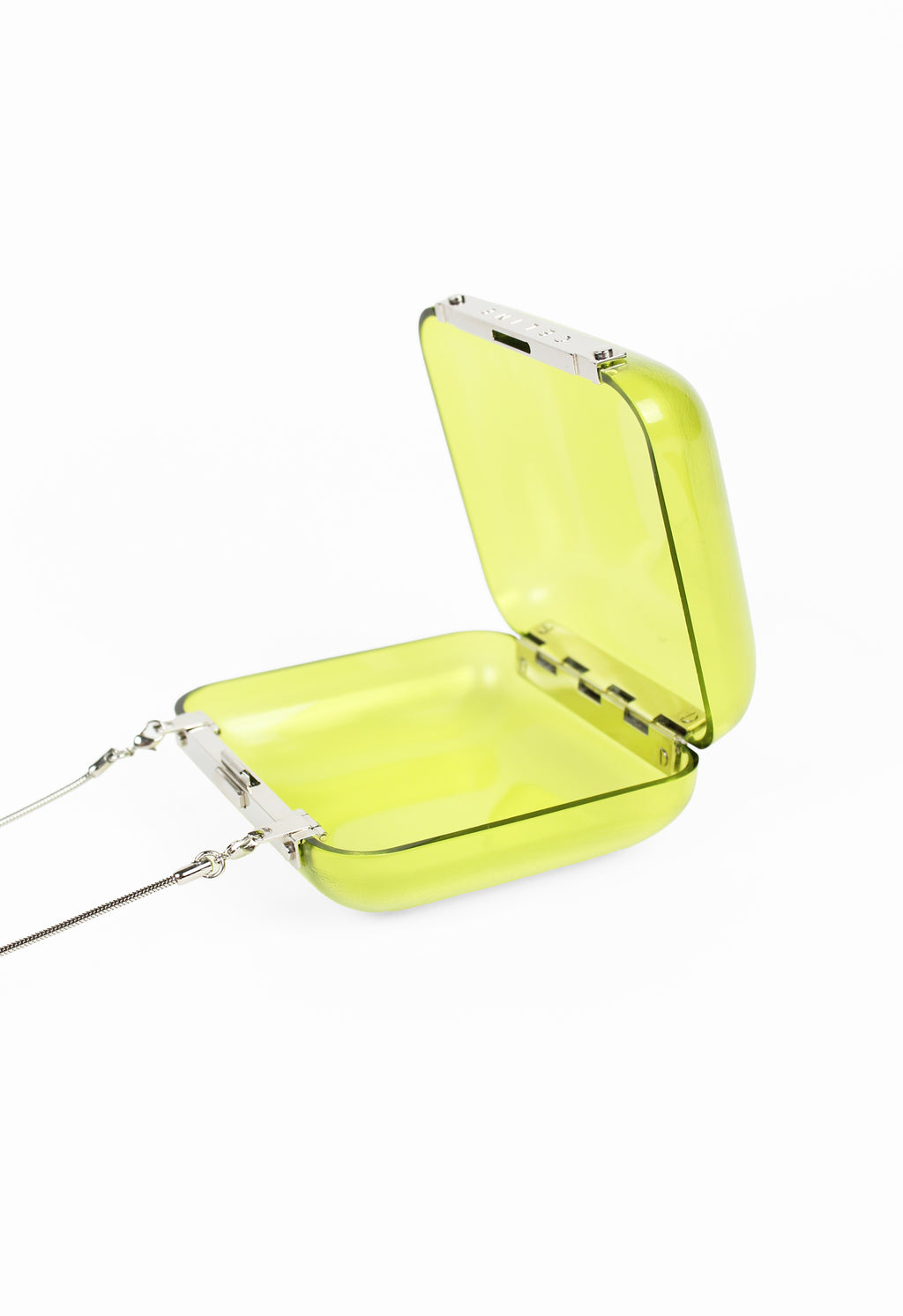 CELINE SS 2000 TRANSPARENT LIME PLEXIGLAS BOX CHAIN BAG