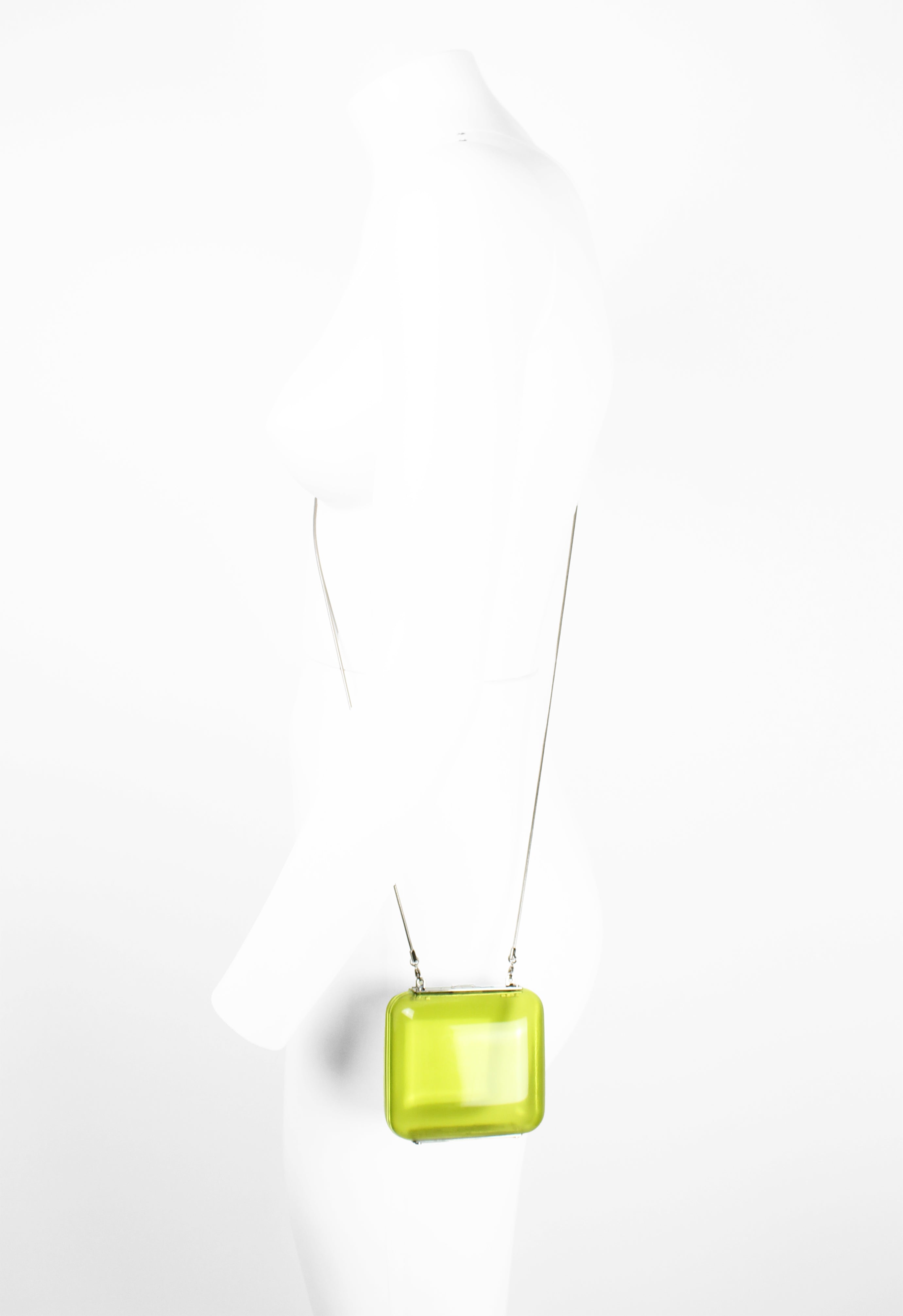 CELINE SS 2000 TRANSPARENT LIME PLEXIGLAS BOX CHAIN BAG