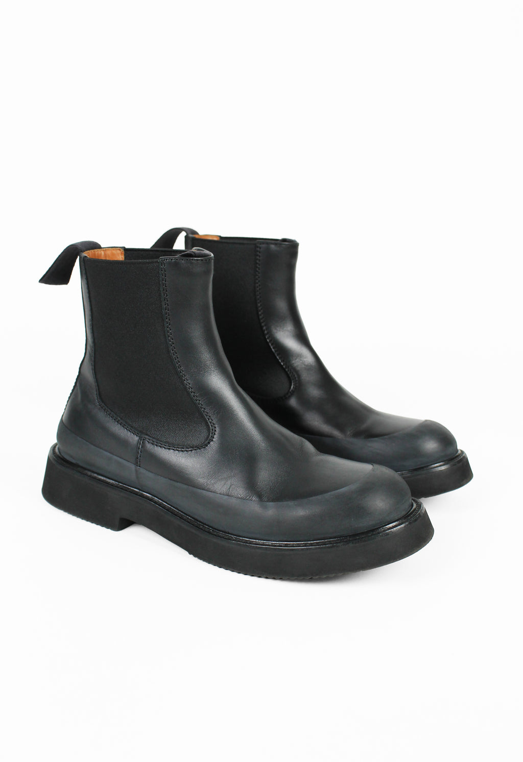 CÉLINE SS 2016 BLACK LEATHER AND RUBBER ANKLE BOOTS