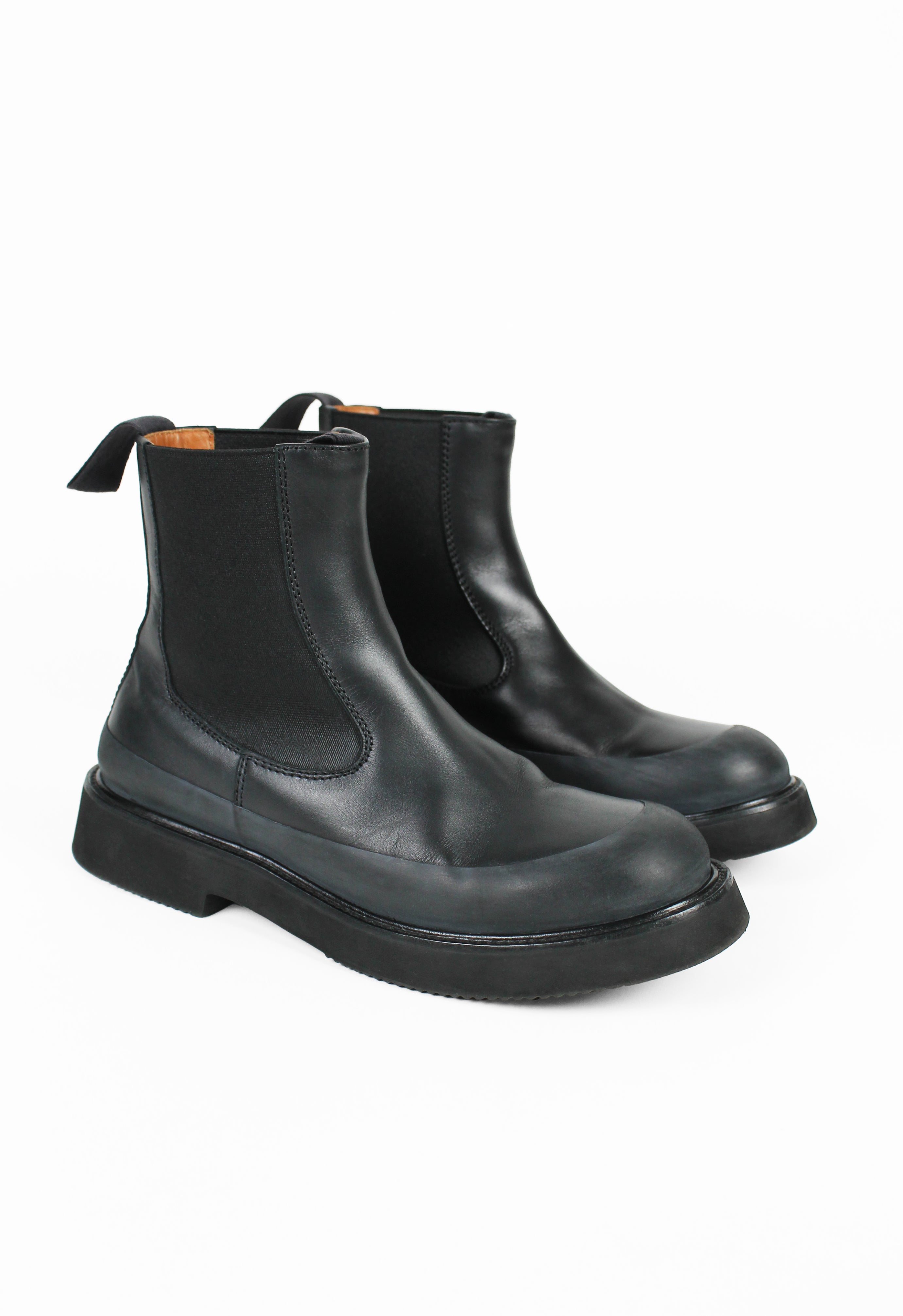 CÉLINE SS 2016 BLACK LEATHER AND RUBBER ANKLE BOOTS