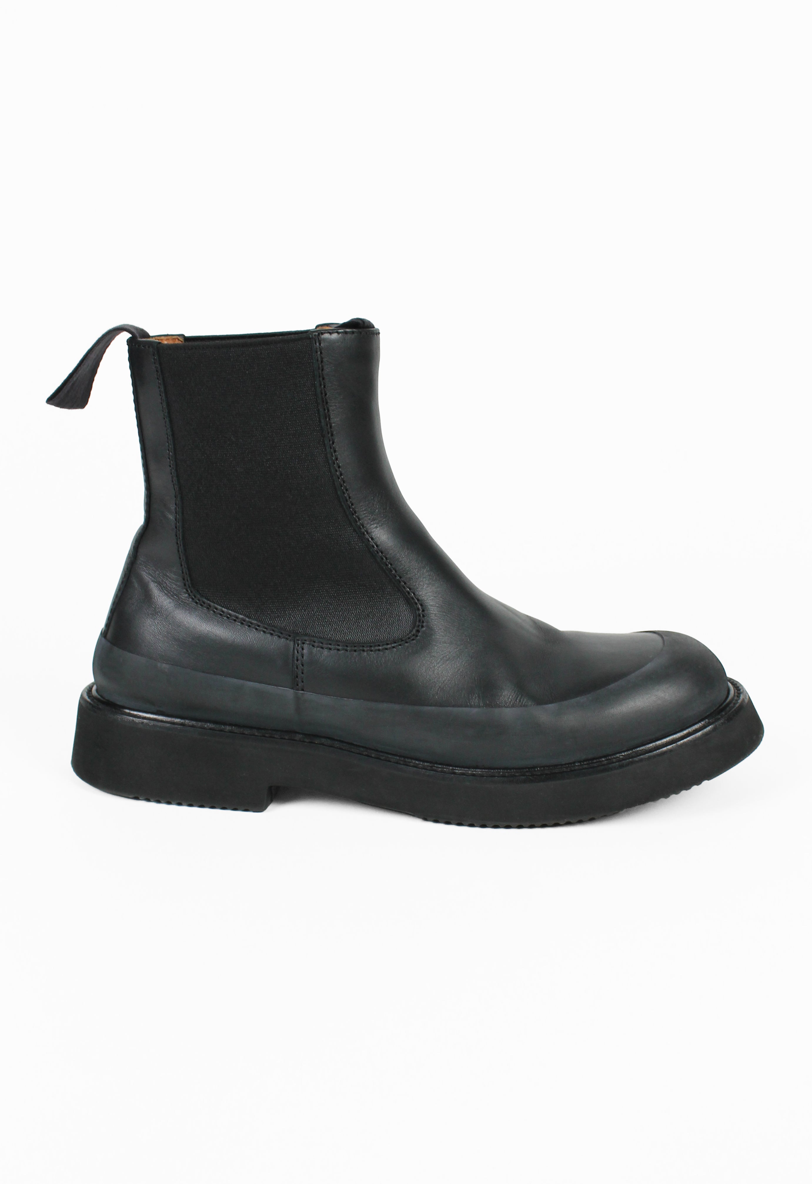 CÉLINE SS 2016 BLACK LEATHER AND RUBBER ANKLE BOOTS