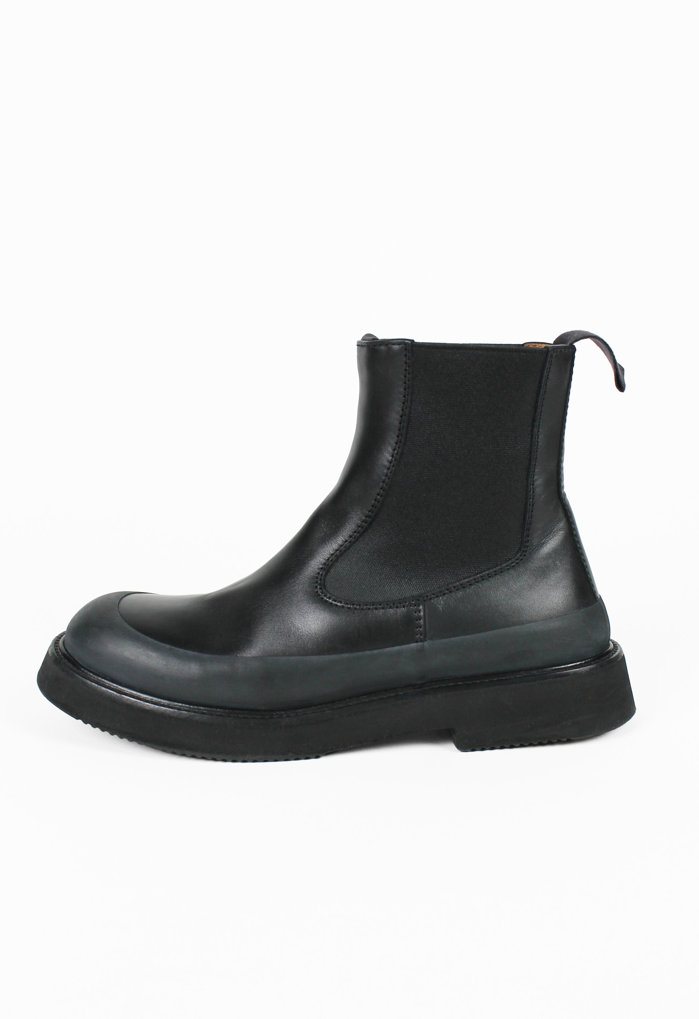 CÉLINE SS 2016 BLACK LEATHER AND RUBBER ANKLE BOOTS