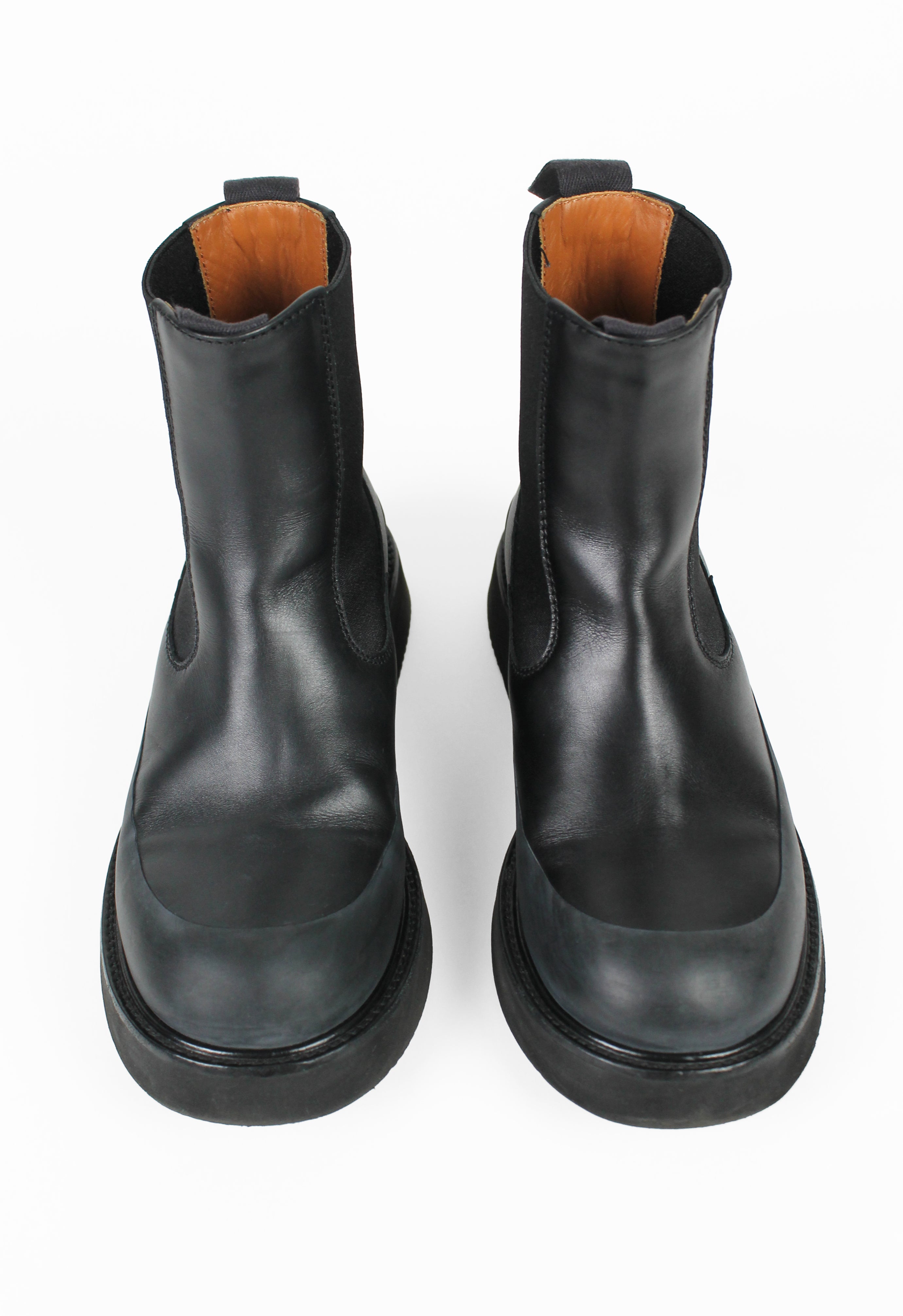 CÉLINE SS 2016 BLACK LEATHER AND RUBBER ANKLE BOOTS