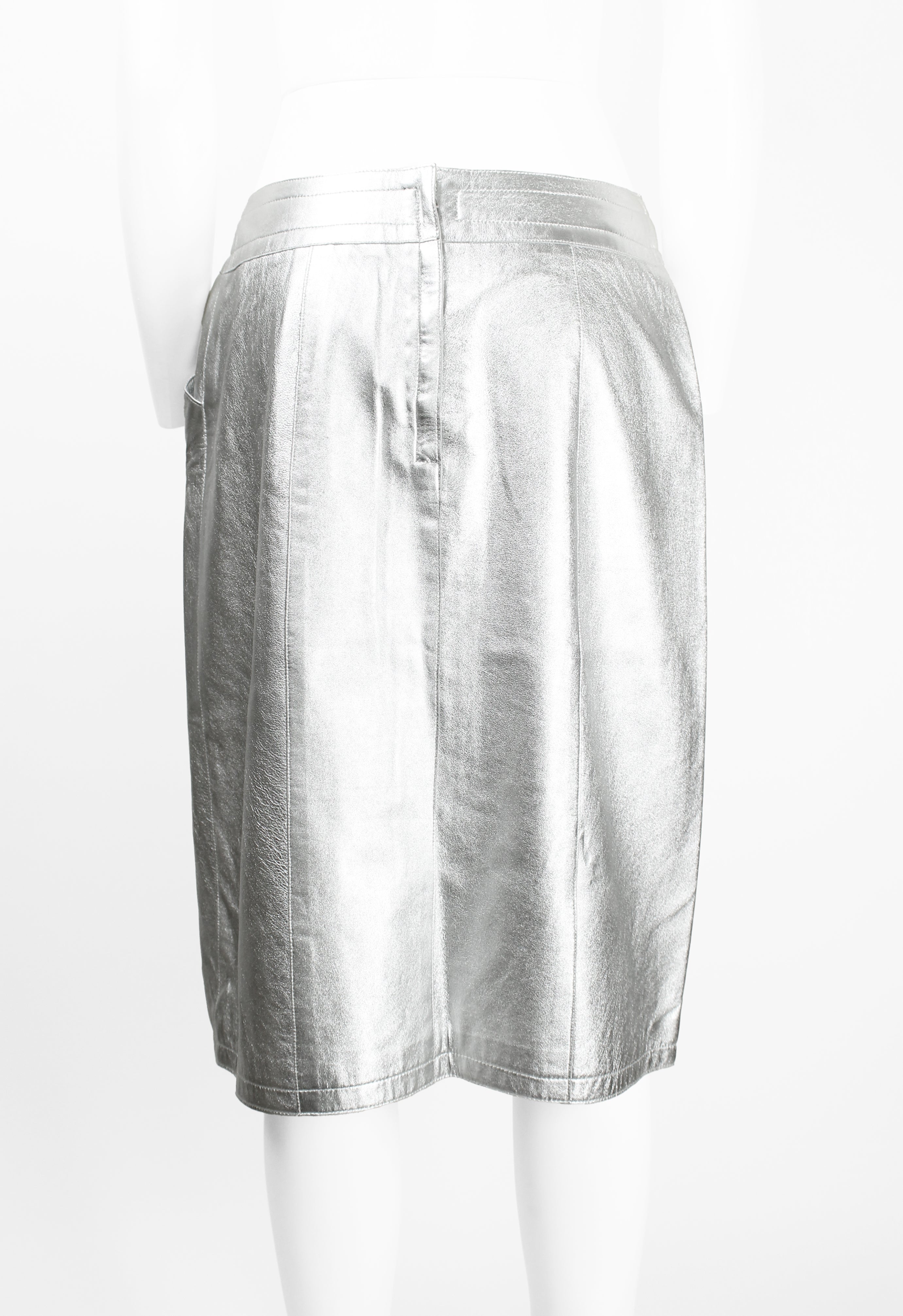 CHANEL FW 1999 SILVER LEATHER SKIRT
