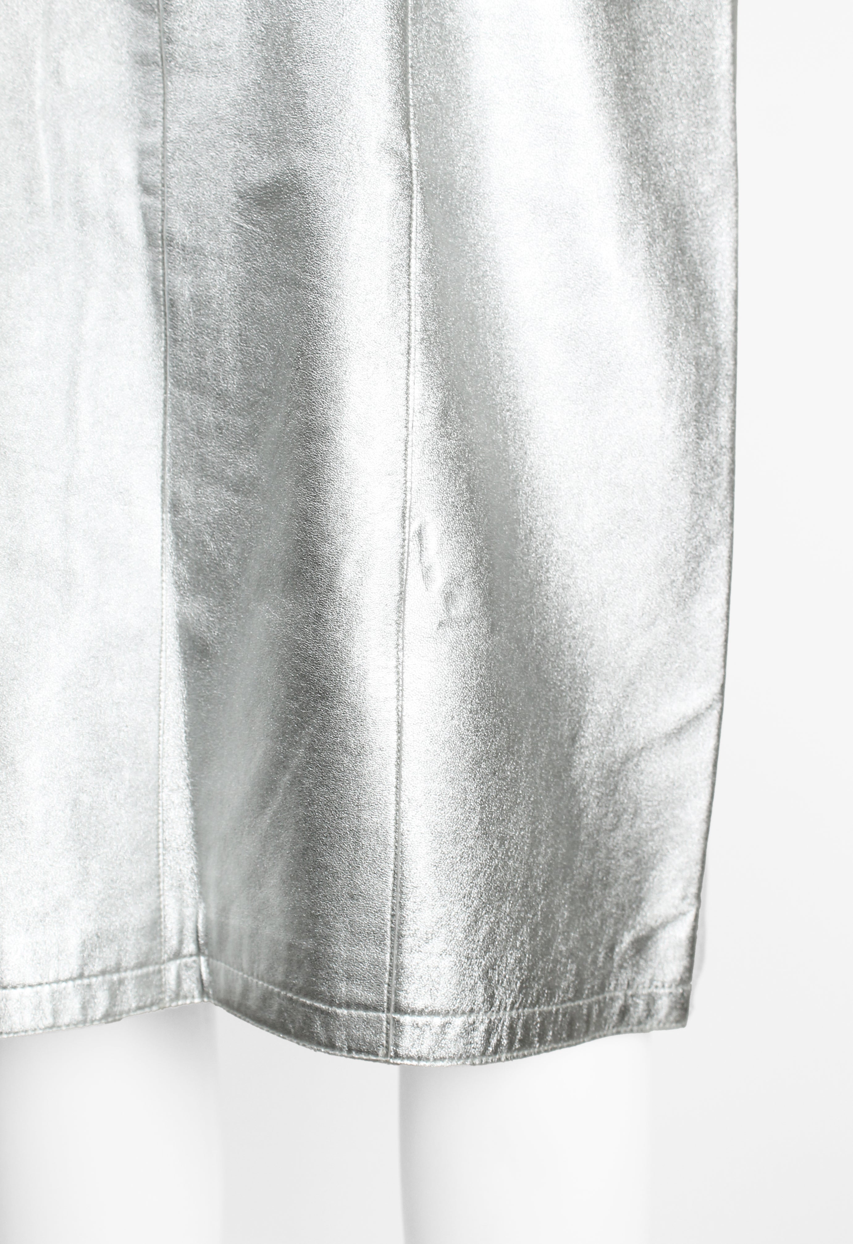 CHANEL FW 1999 SILVER LEATHER SKIRT