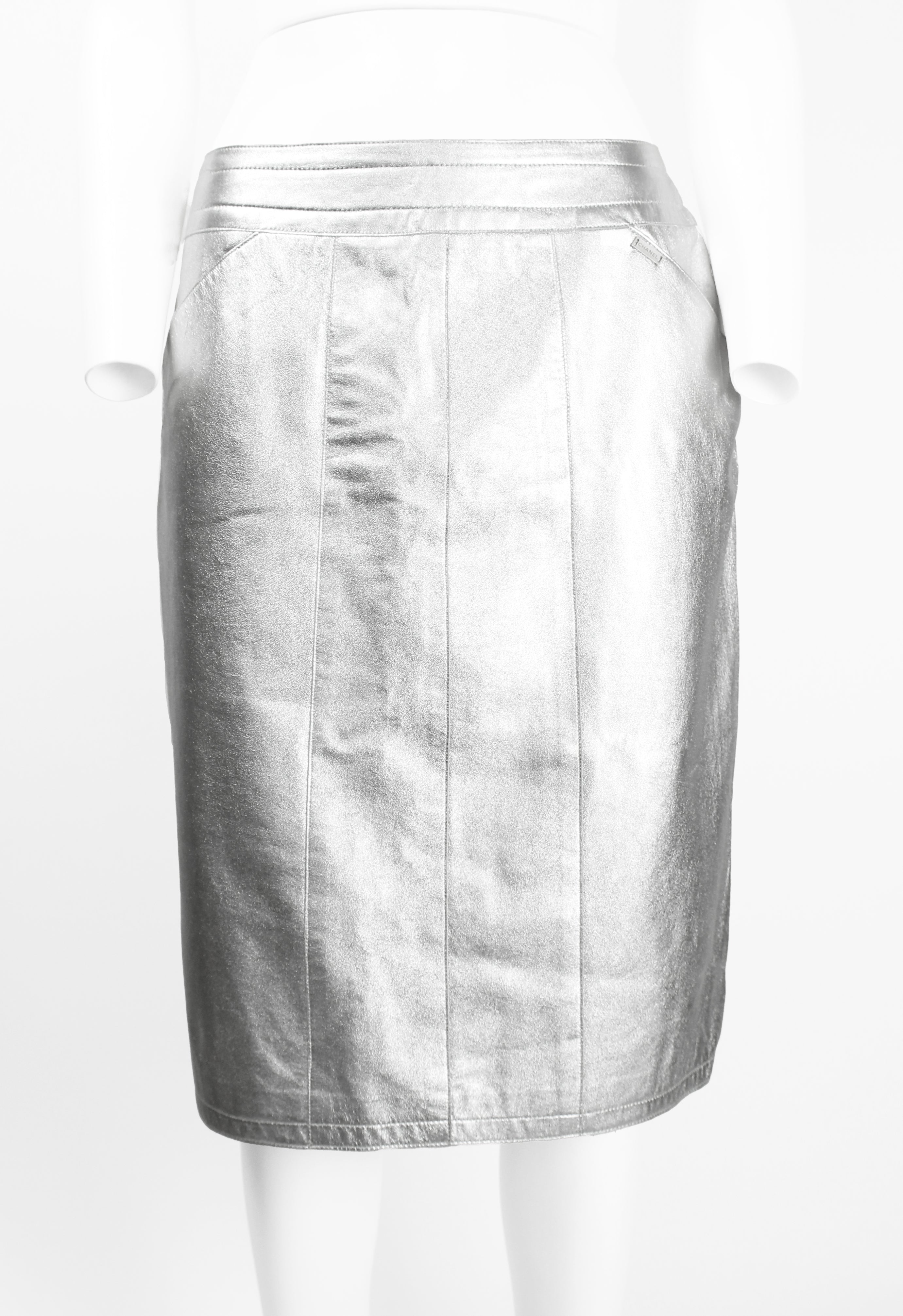 CHANEL FW 1999 SILVER LEATHER SKIRT