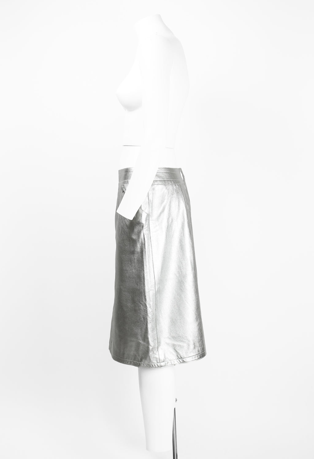 CHANEL FW 1999 SILVER LEATHER SKIRT