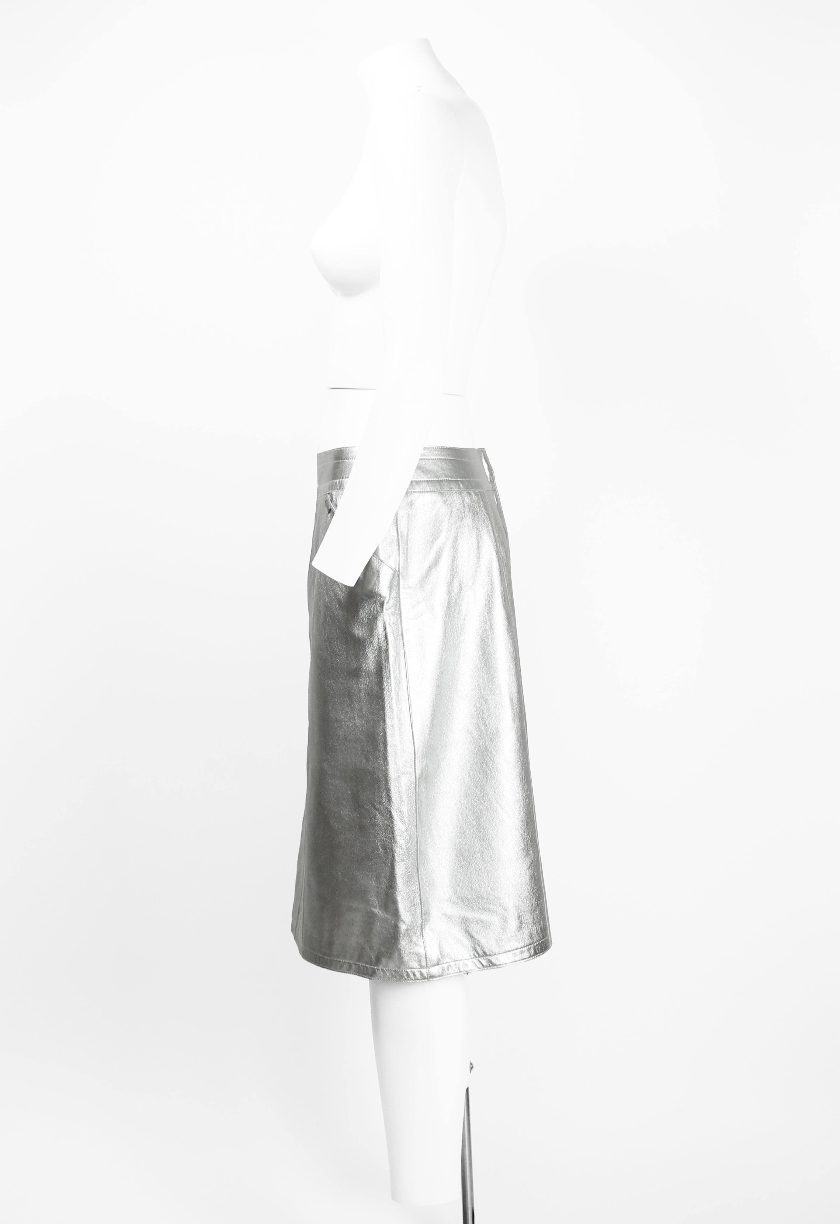 CHANEL FW 1999 SILVER LEATHER SKIRT