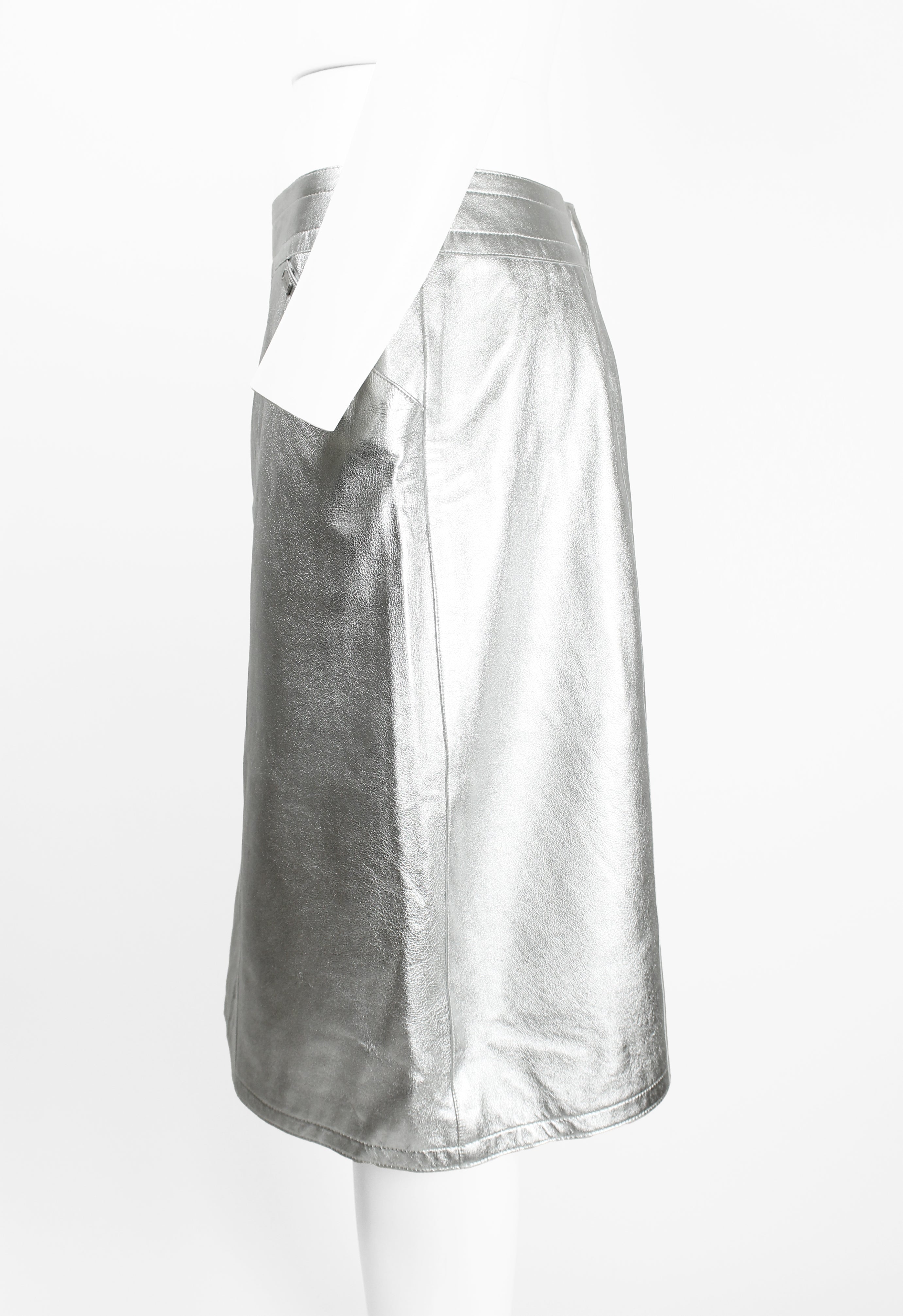 CHANEL FW 1999 SILVER LEATHER SKIRT