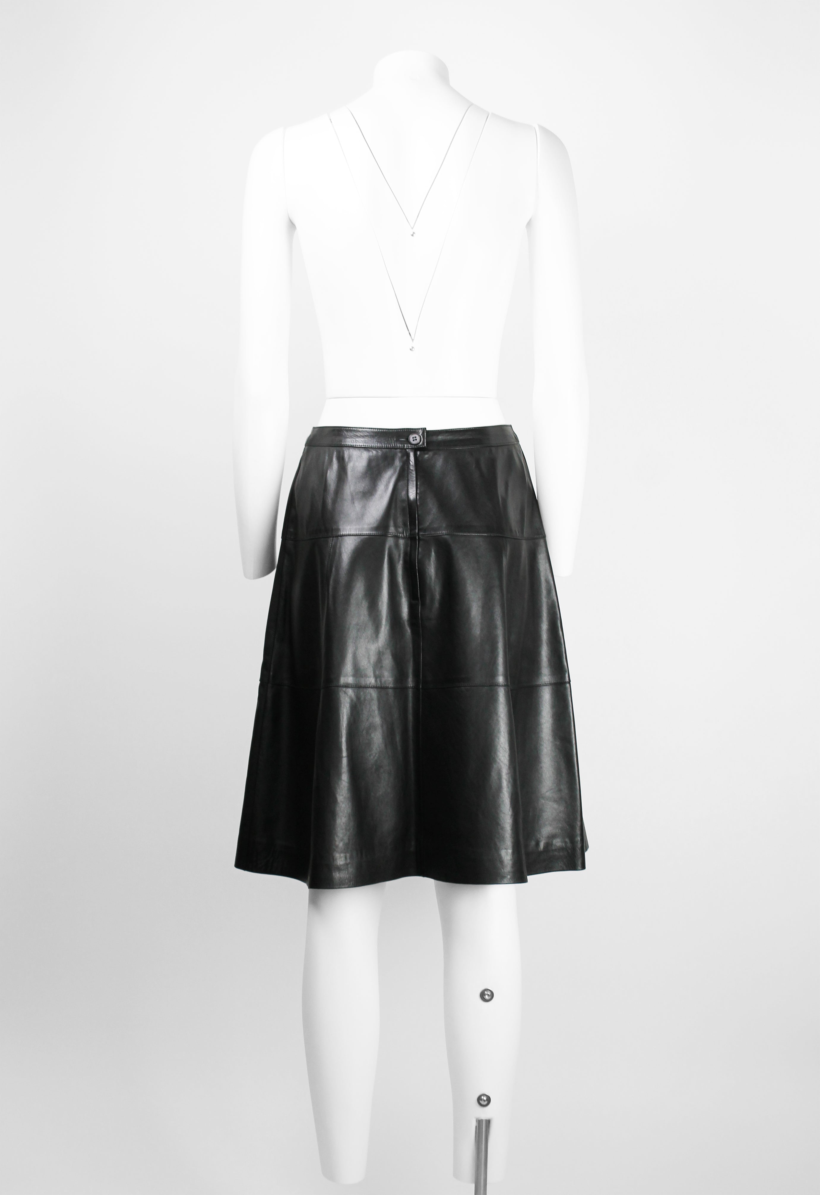 CHANEL FW 2001 BLACK LEATHER SKIRT