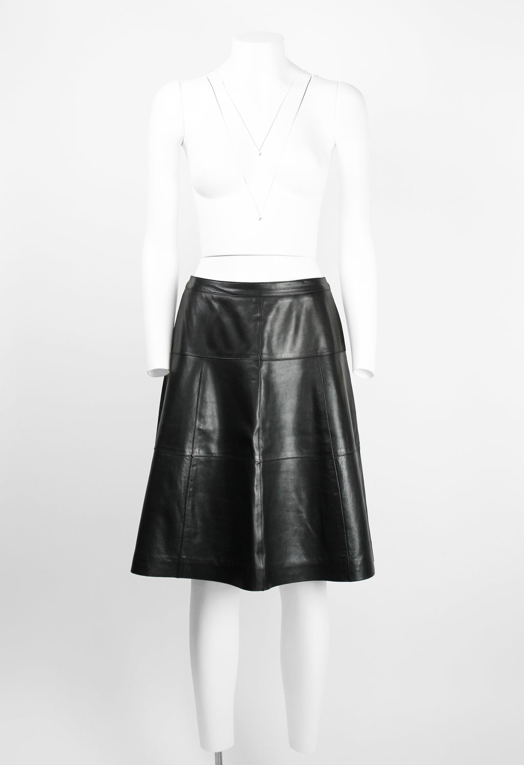 CHANEL FW 2001 BLACK LEATHER SKIRT