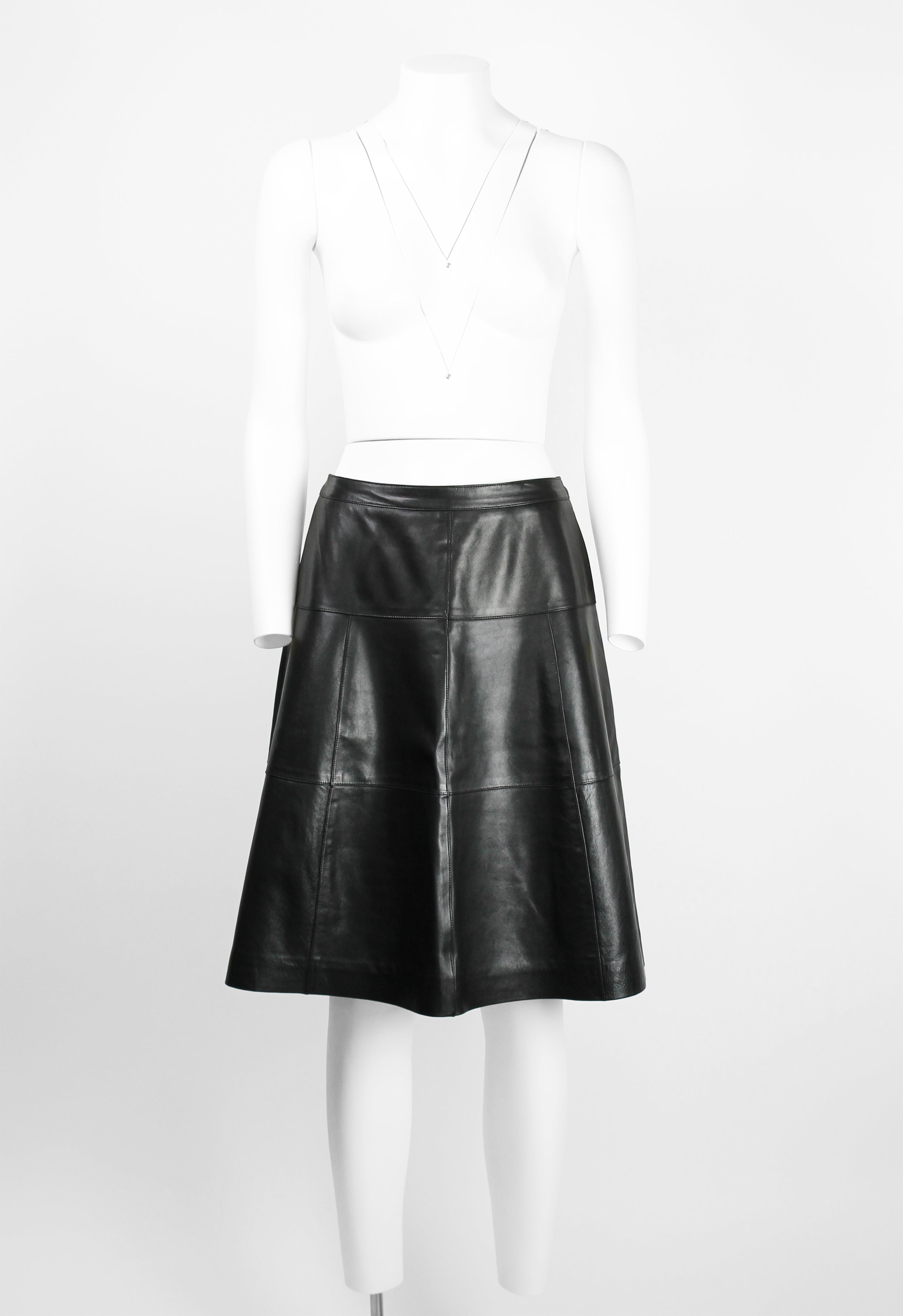 CHANEL FW 2001 BLACK LEATHER SKIRT