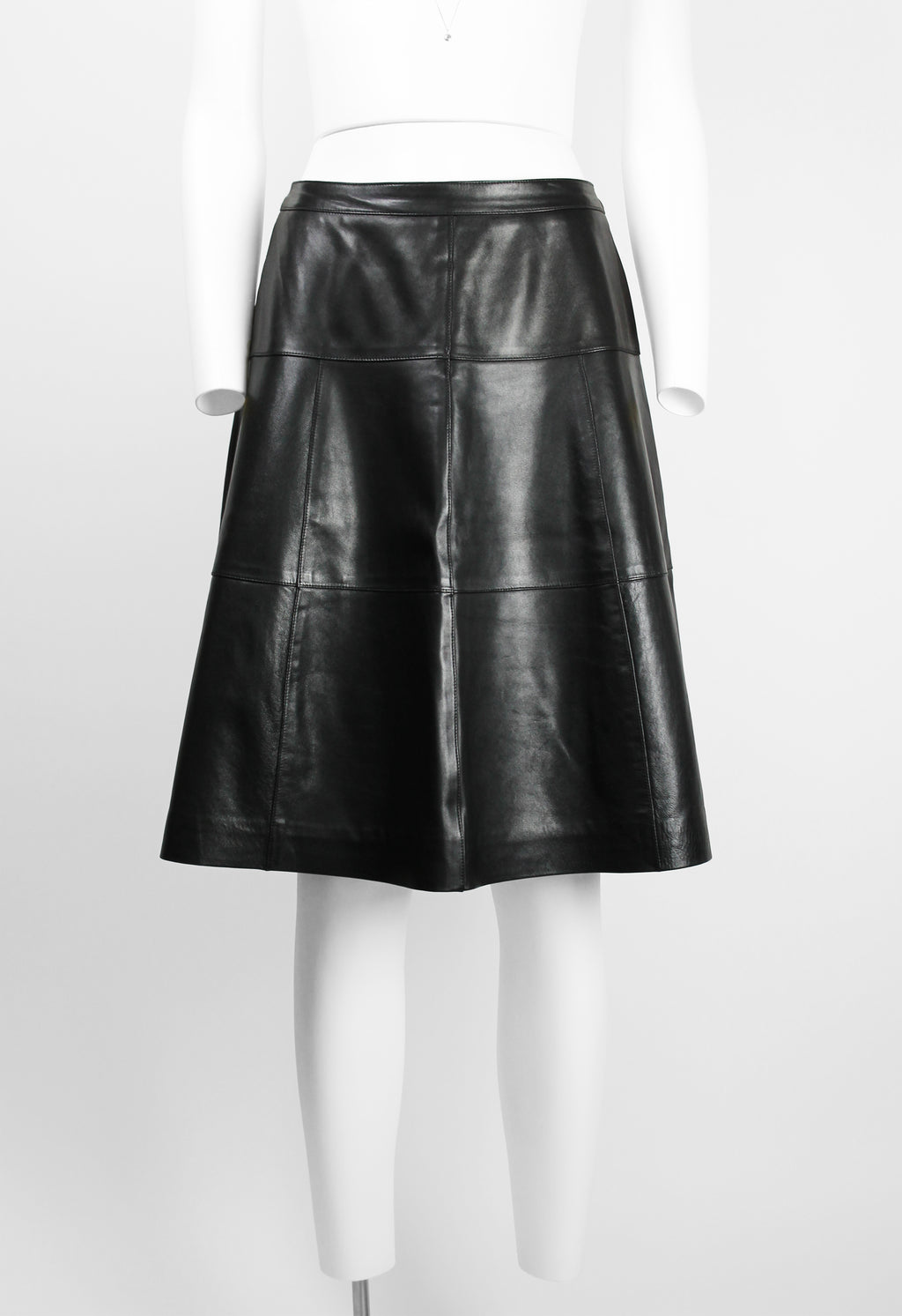 CHANEL FW 2001 BLACK LEATHER SKIRT