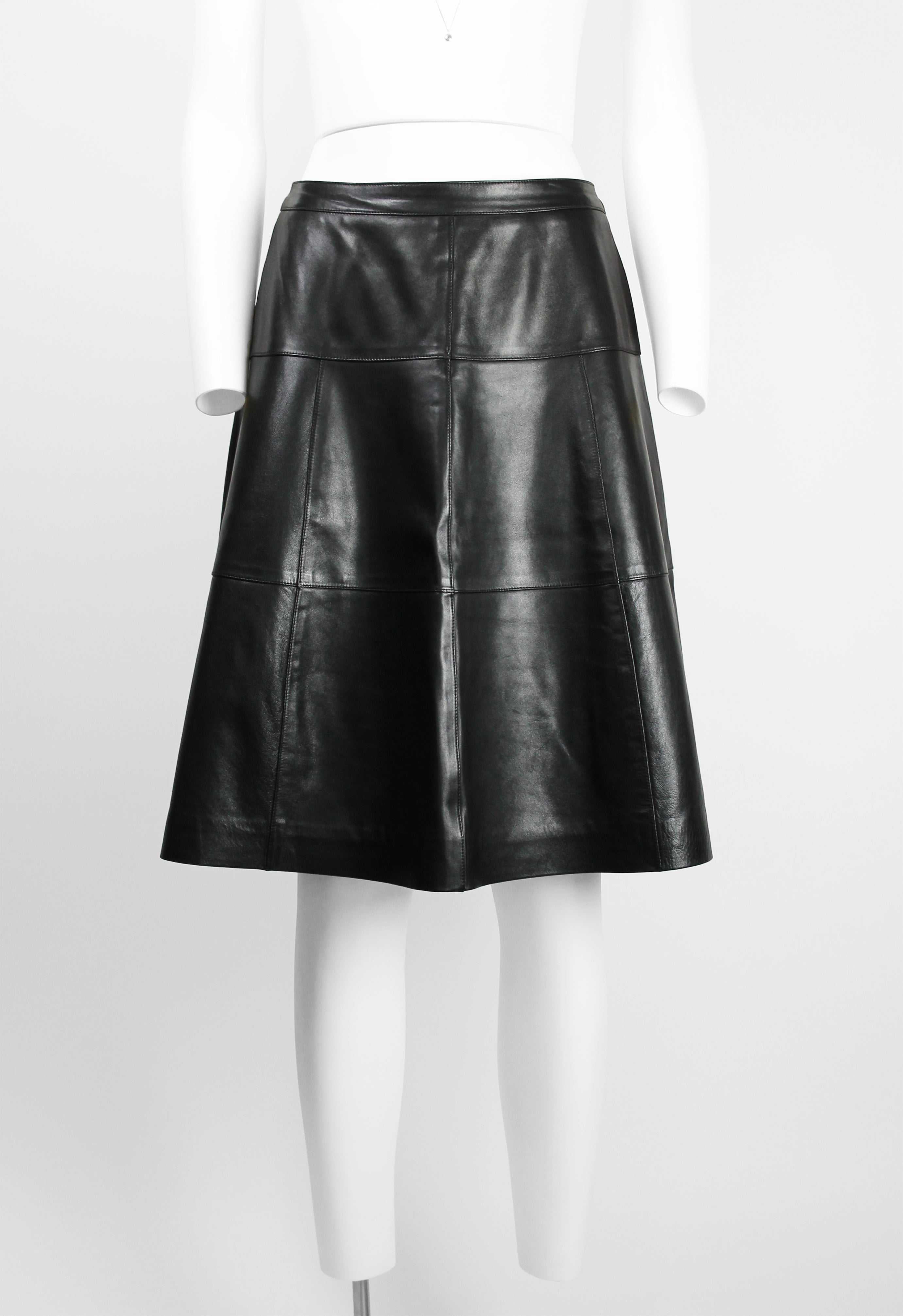 CHANEL FW 2001 BLACK LEATHER SKIRT