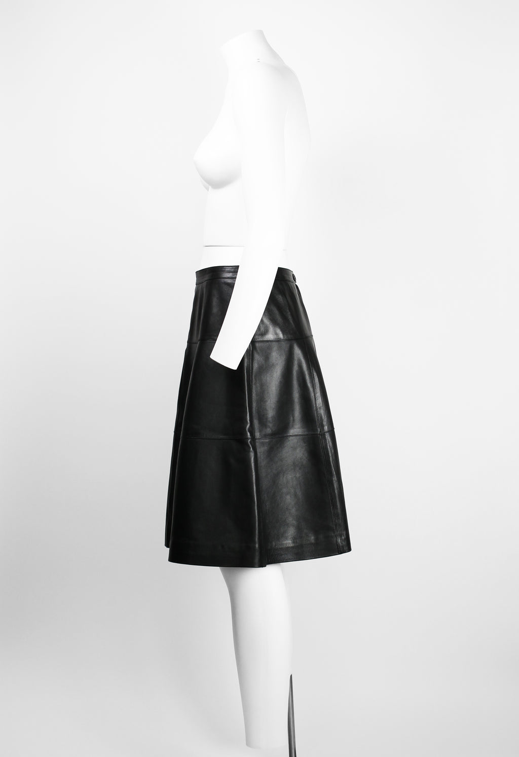 CHANEL FW 2001 BLACK LEATHER SKIRT
