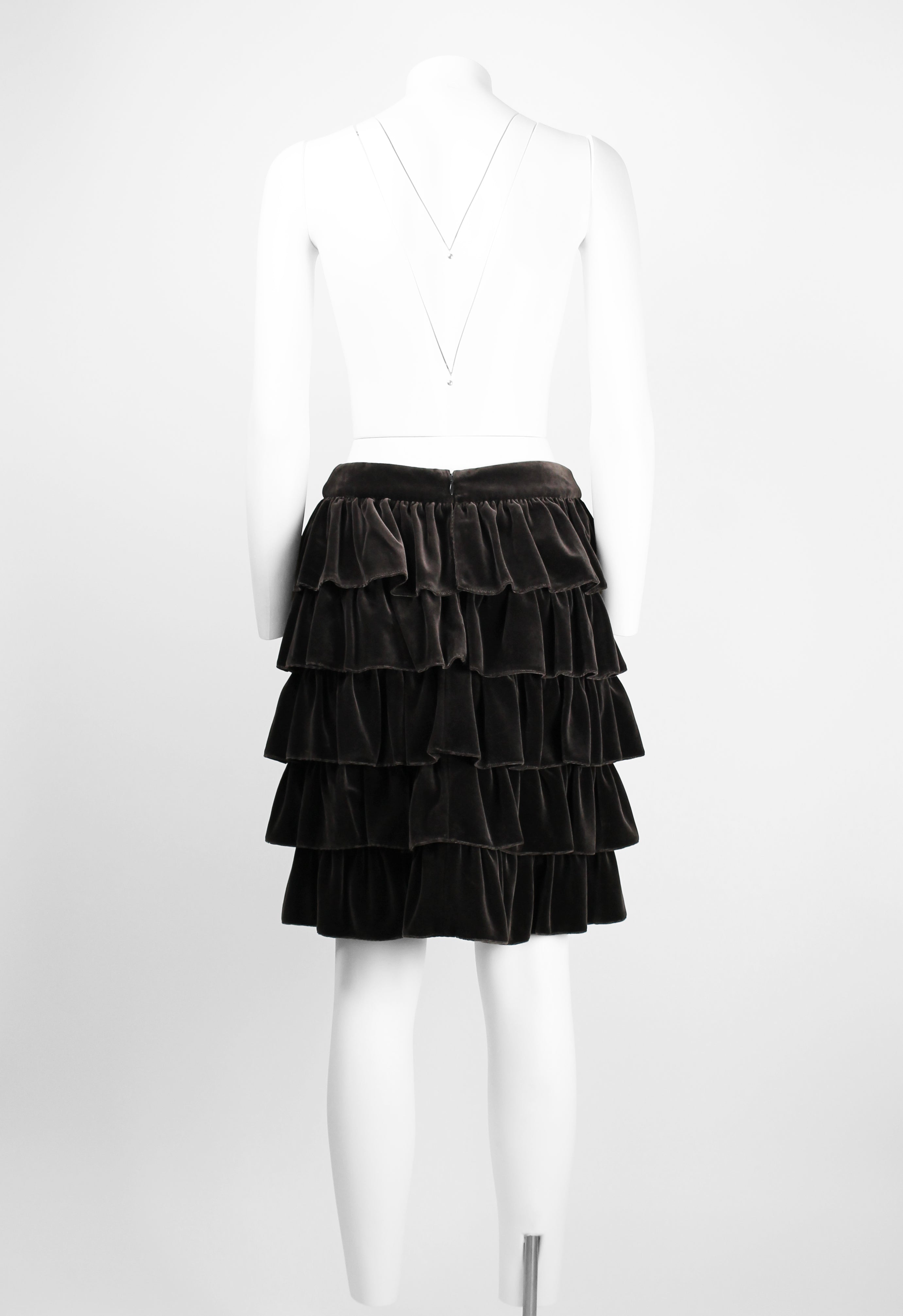 CHANEL FW 2001 VELVET RUFFLE SKIRT