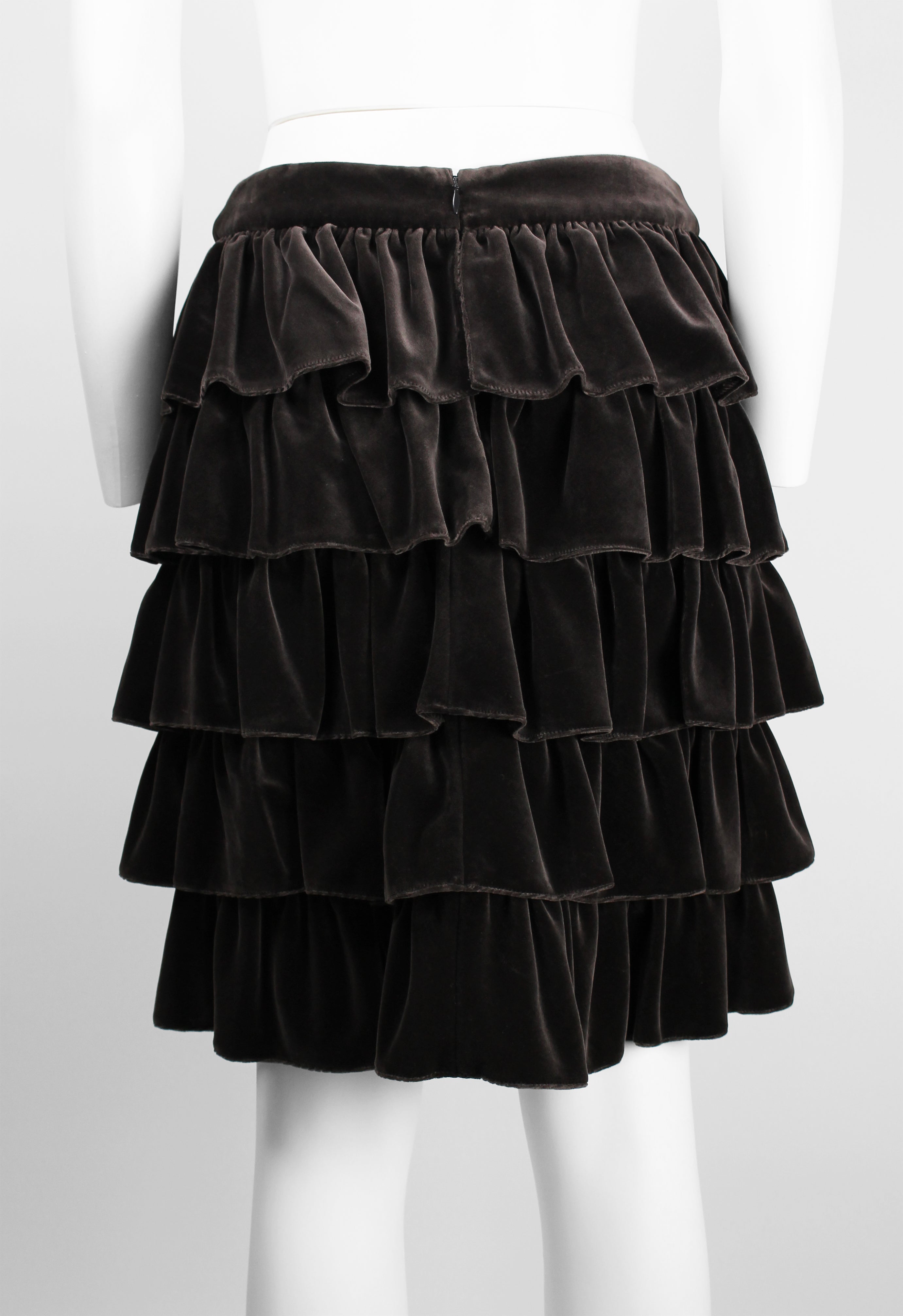 CHANEL FW 2001 VELVET RUFFLE SKIRT