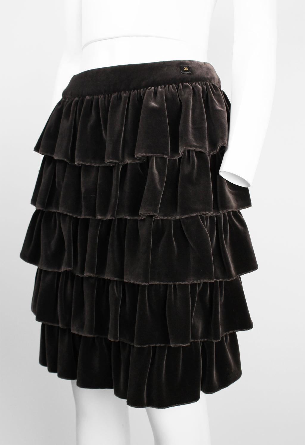 CHANEL FW 2001 VELVET RUFFLE SKIRT