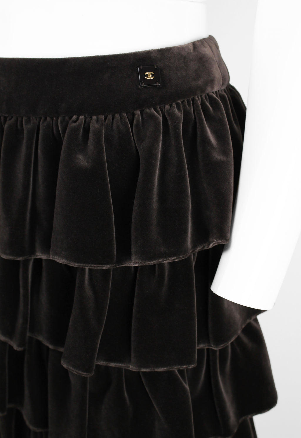 CHANEL FW 2001 VELVET RUFFLE SKIRT