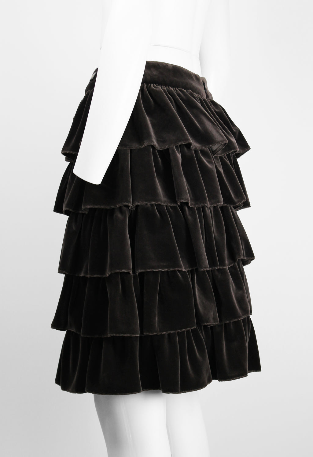 CHANEL FW 2001 VELVET RUFFLE SKIRT