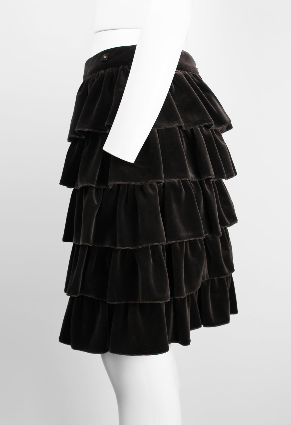 CHANEL FW 2001 VELVET RUFFLE SKIRT