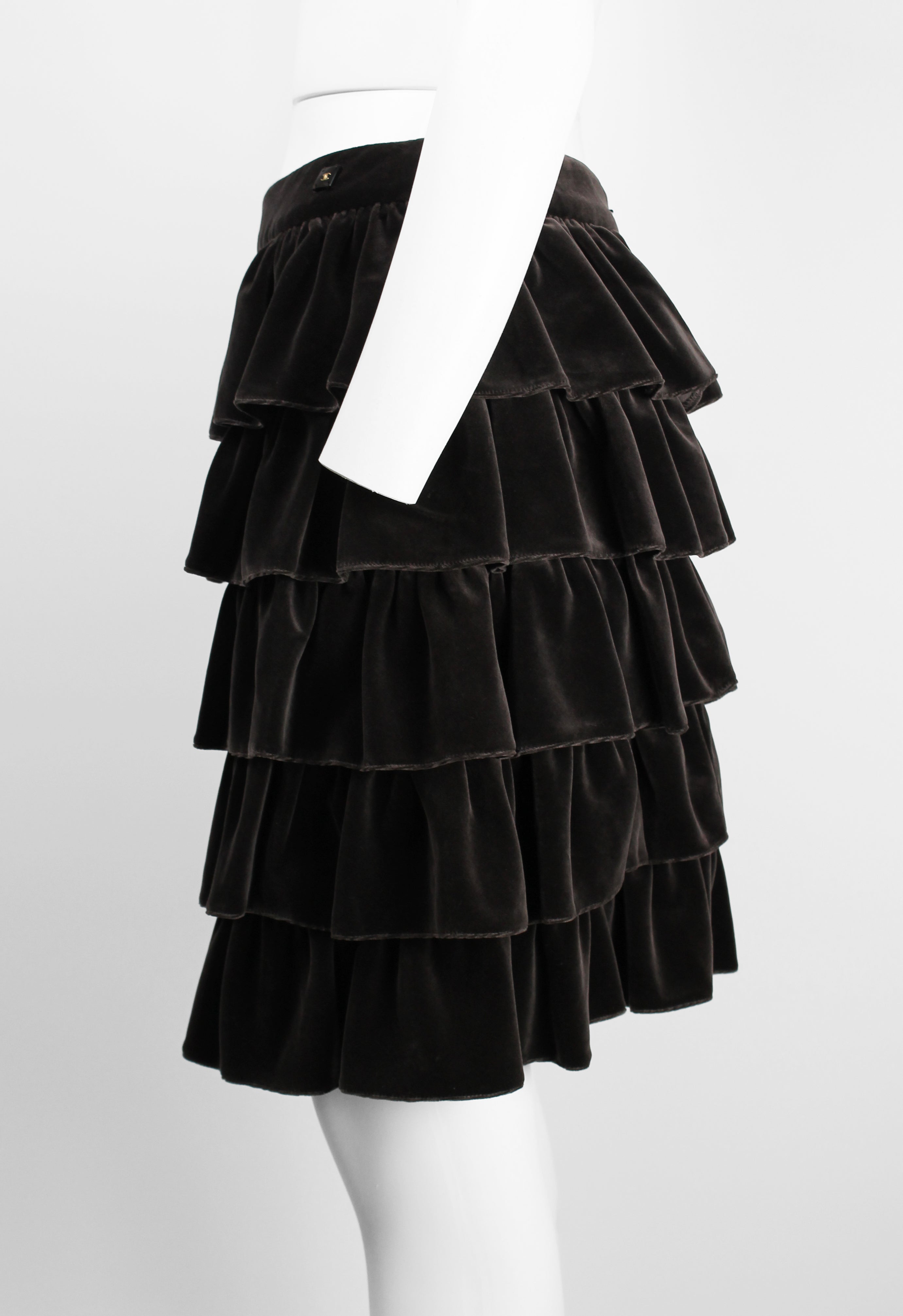 CHANEL FW 2001 VELVET RUFFLE SKIRT