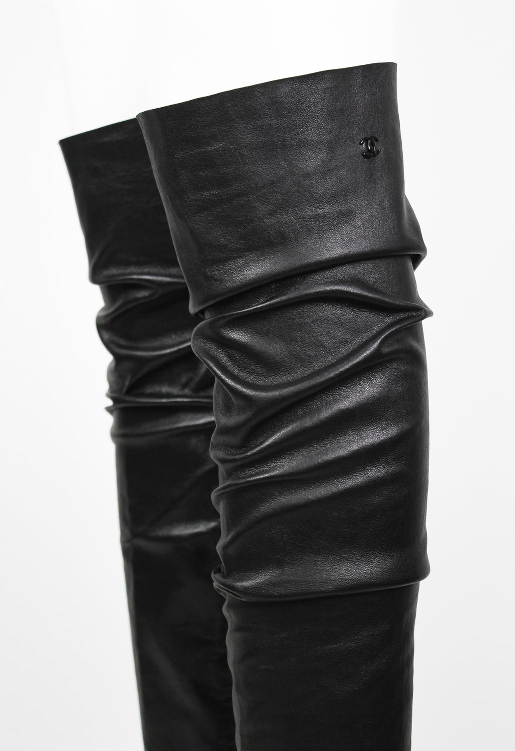 CHANEL FW 2003 LEATHER LEG WARMERS