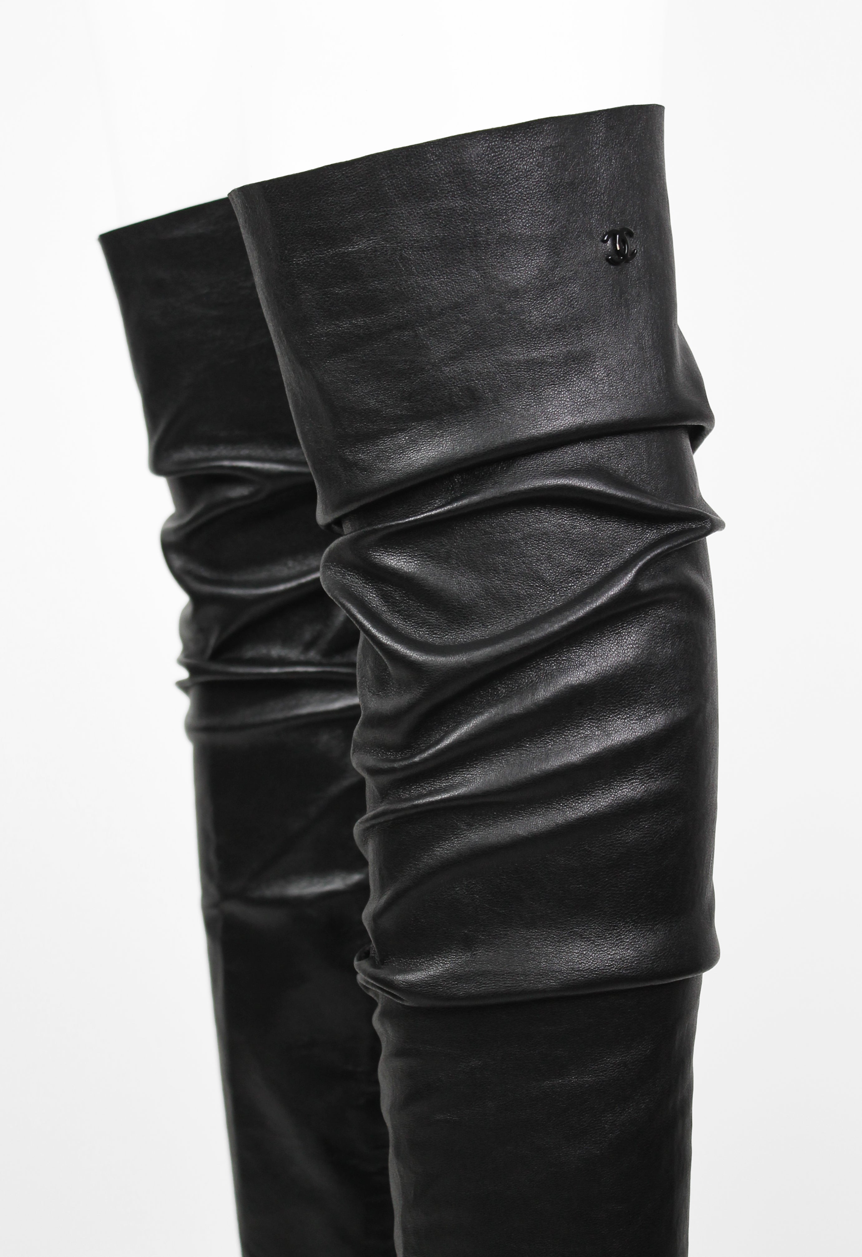 CHANEL FW 2003 LEATHER LEG WARMERS
