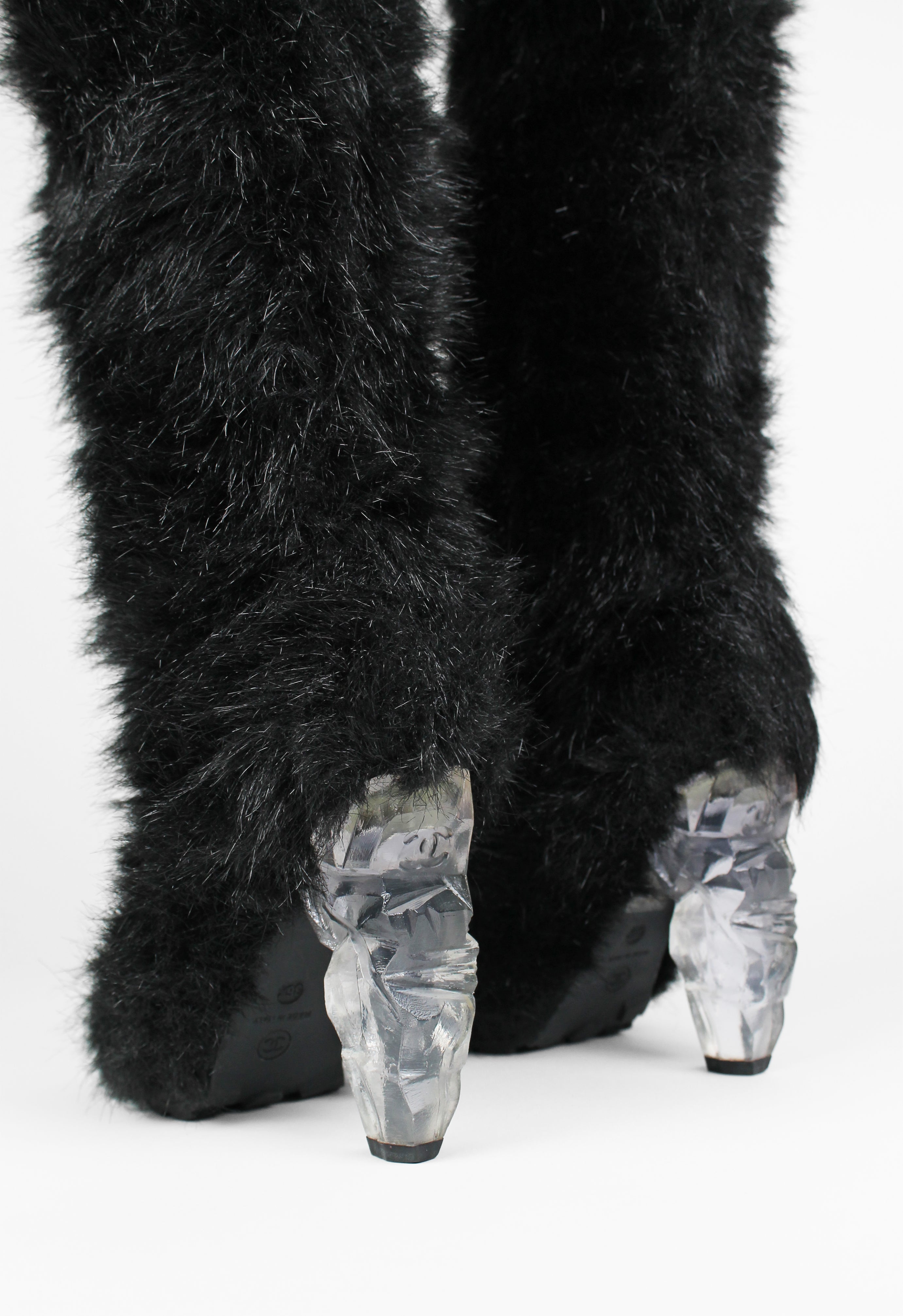 CHANEL FW 2010 KNEE HIGH YETI ICE BLOCK BOOTS