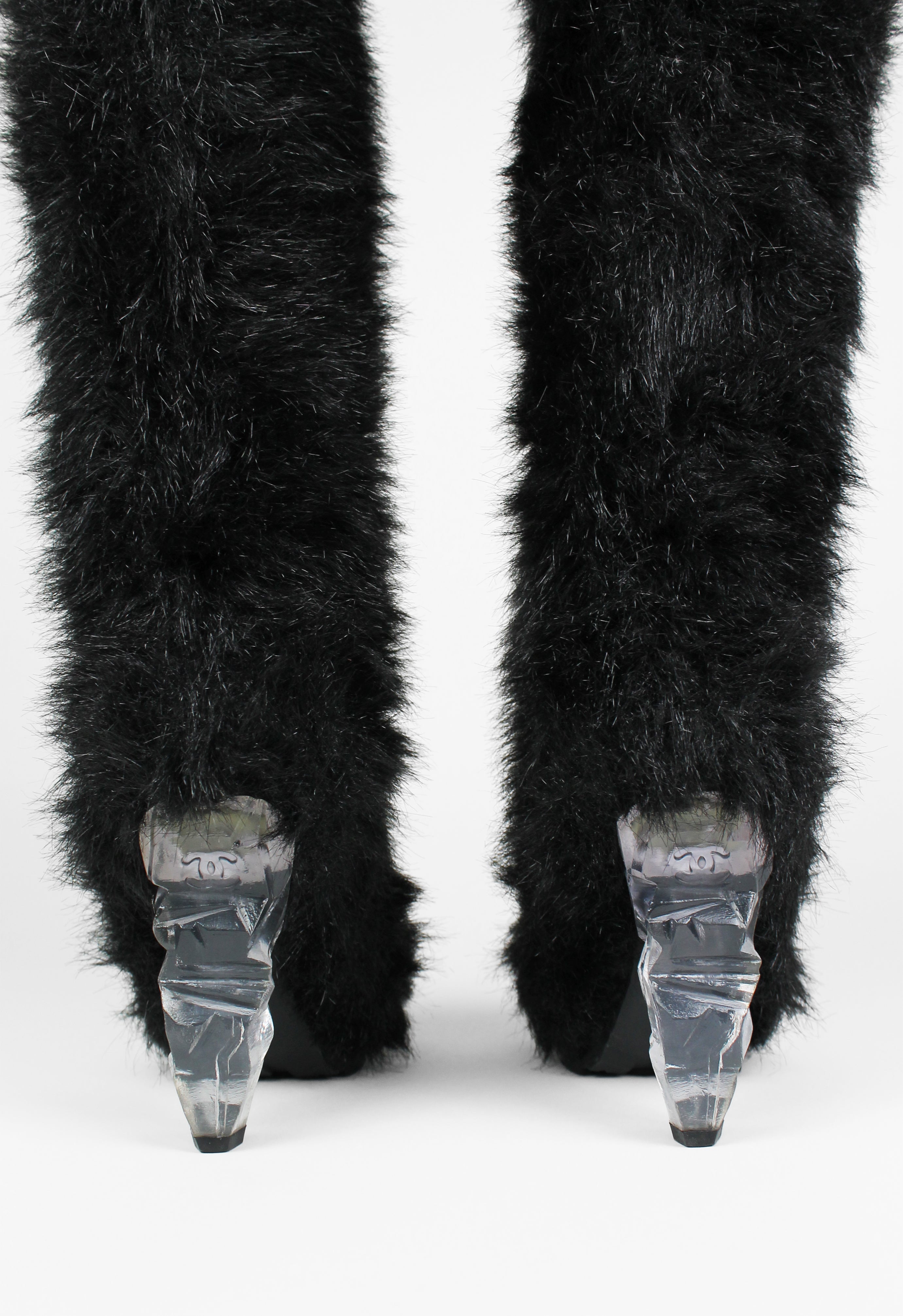 CHANEL FW 2010 KNEE HIGH YETI ICE BLOCK BOOTS