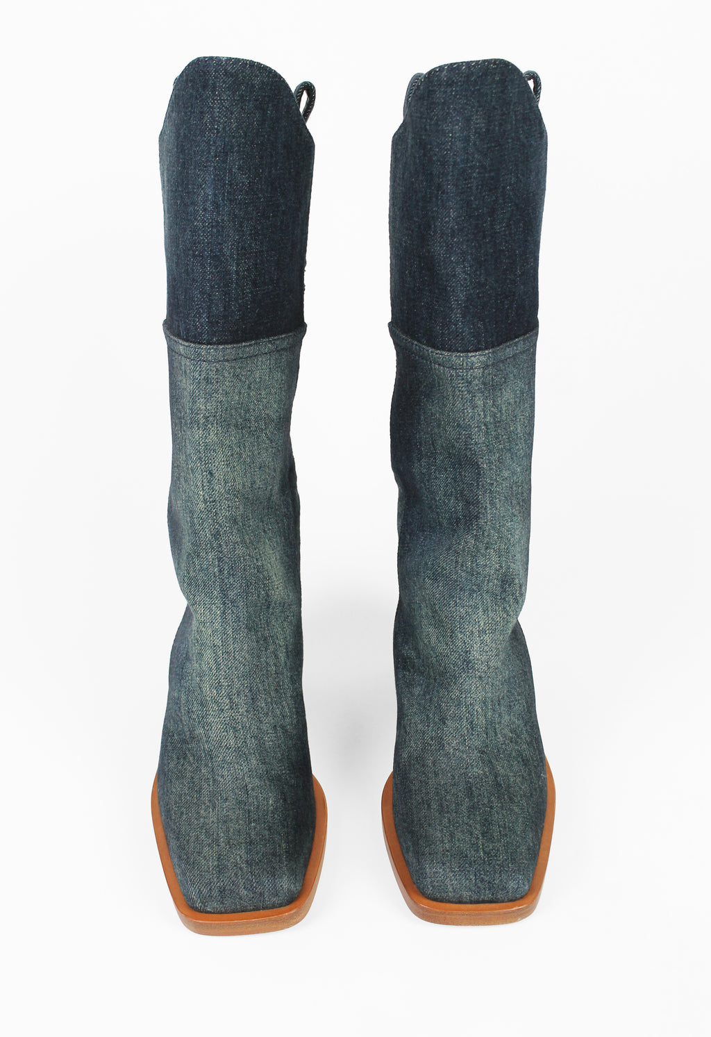 CHANEL PRE-FALL 2014 TALL WESTERN DENIM BOOTS