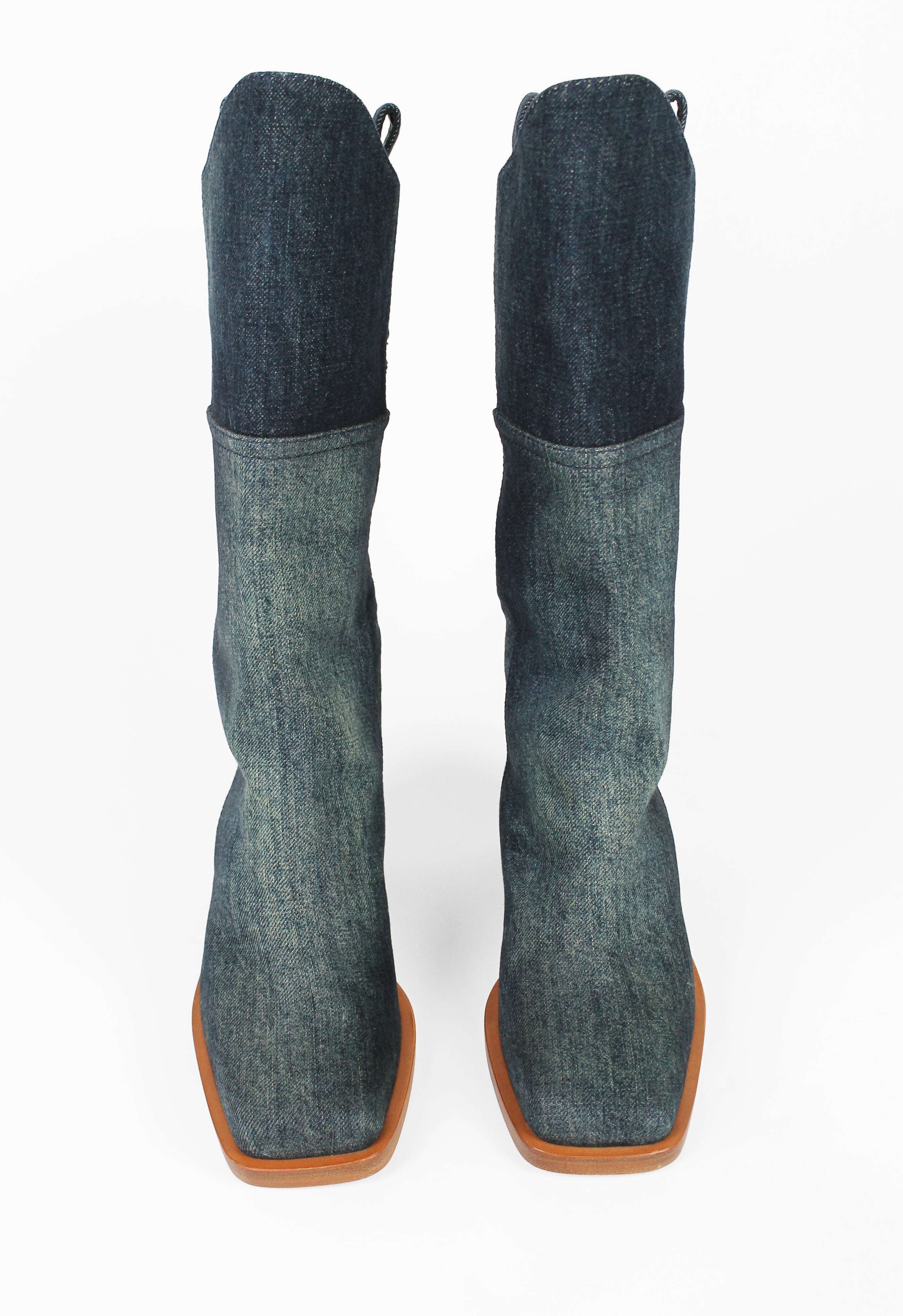 CHANEL PRE-FALL 2014 TALL WESTERN DENIM BOOTS