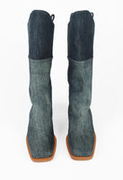 CHANEL PRE-FALL 2014 TALL WESTERN DENIM BOOTS