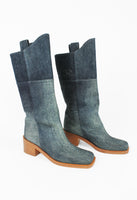 CHANEL PRE-FALL 2014 TALL WESTERN DENIM BOOTS