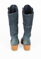CHANEL PRE-FALL 2014 TALL WESTERN DENIM BOOTS