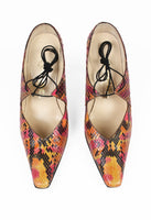 CHANEL SS 2000 MULTI-COLOURED PYTHON LACE HEELS