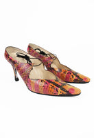 CHANEL SS 2000 MULTI-COLOURED PYTHON LACE HEELS