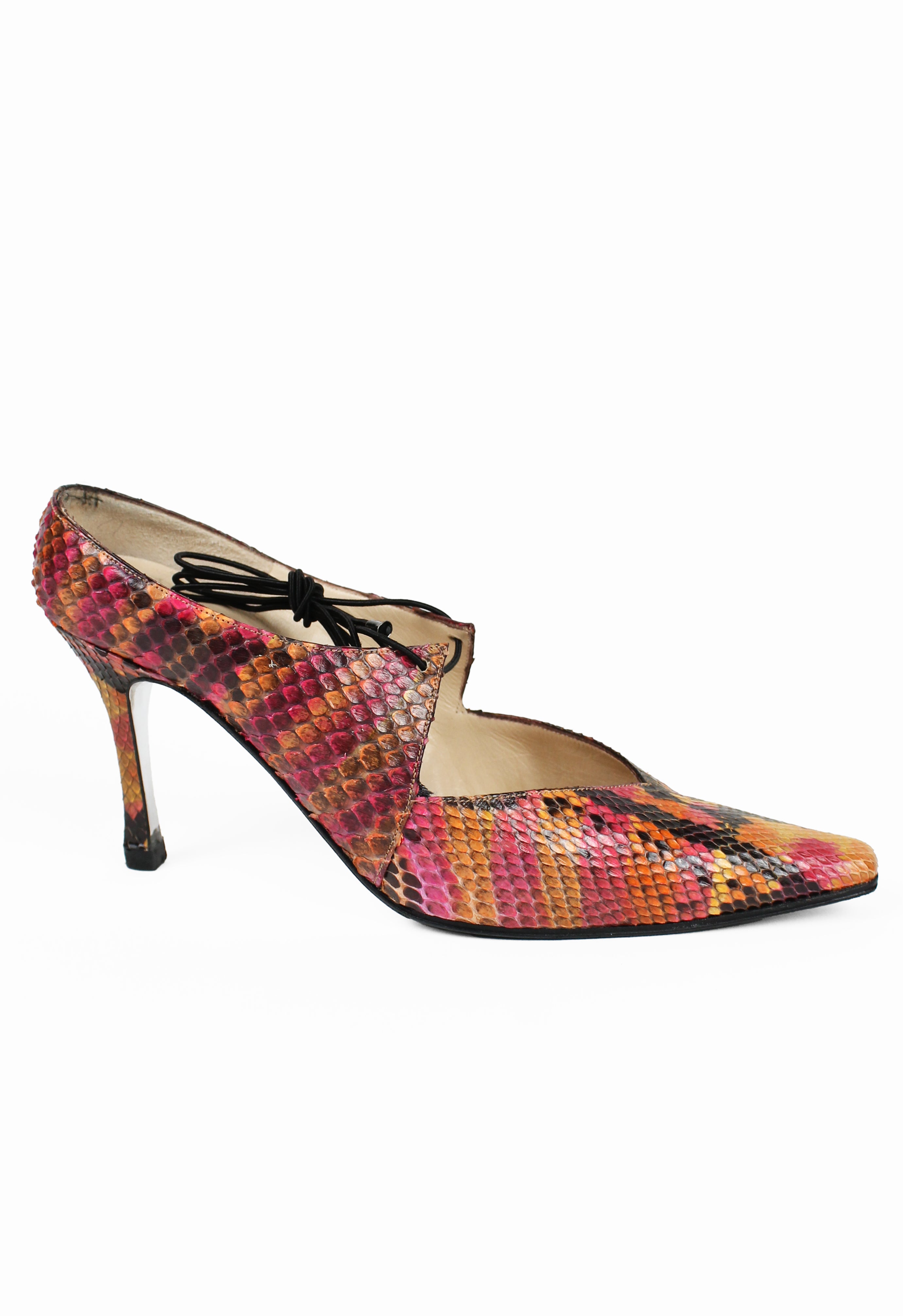CHANEL SS 2000 MULTI-COLOURED PYTHON LACE HEELS