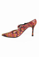 CHANEL SS 2000 MULTI-COLOURED PYTHON LACE HEELS