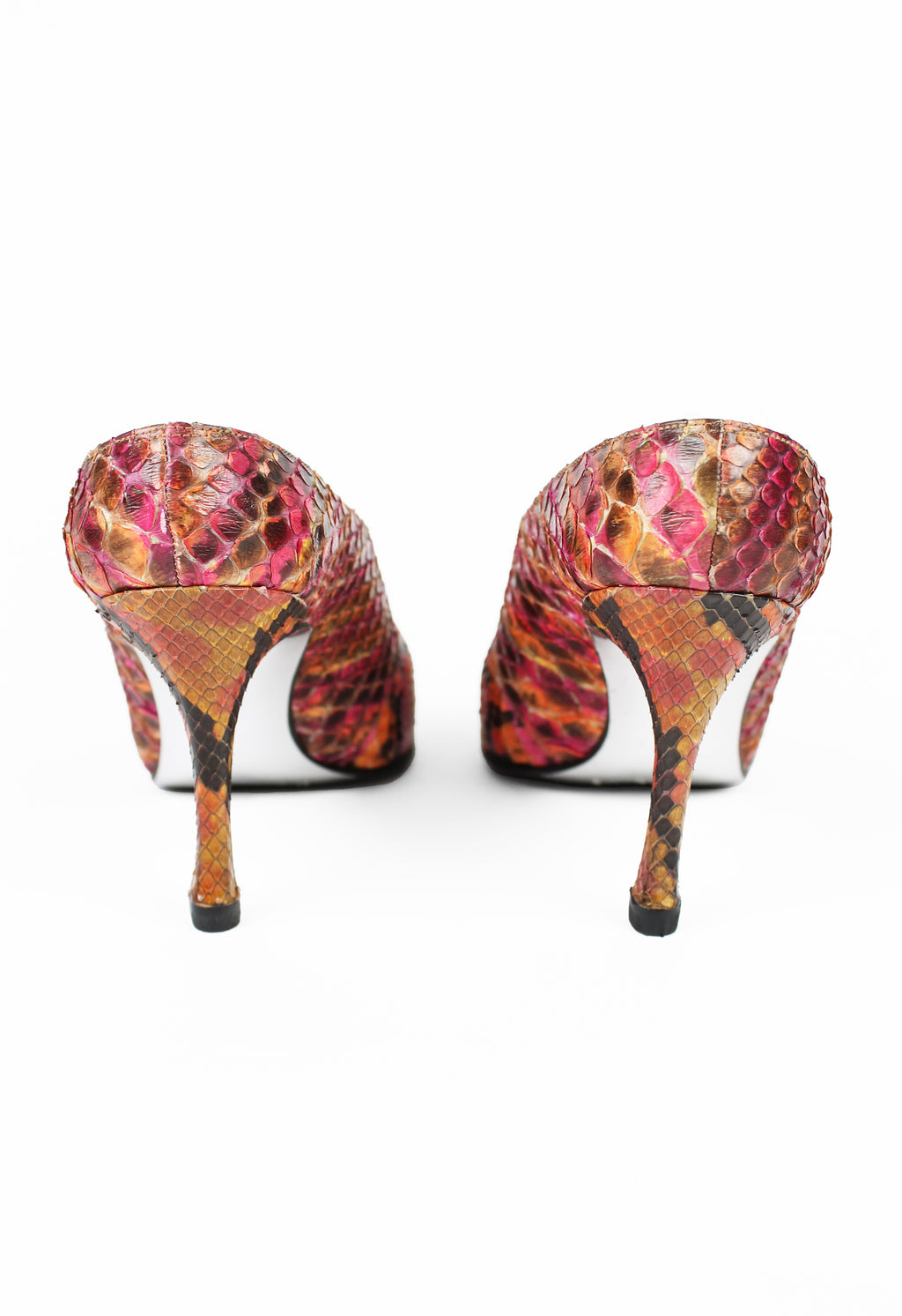 CHANEL SS 2000 MULTI-COLOURED PYTHON LACE HEELS