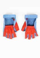 CHANEL SS 2002 LEATHER BI-COLOUR PERFORATED FINGERLESS GLOVES