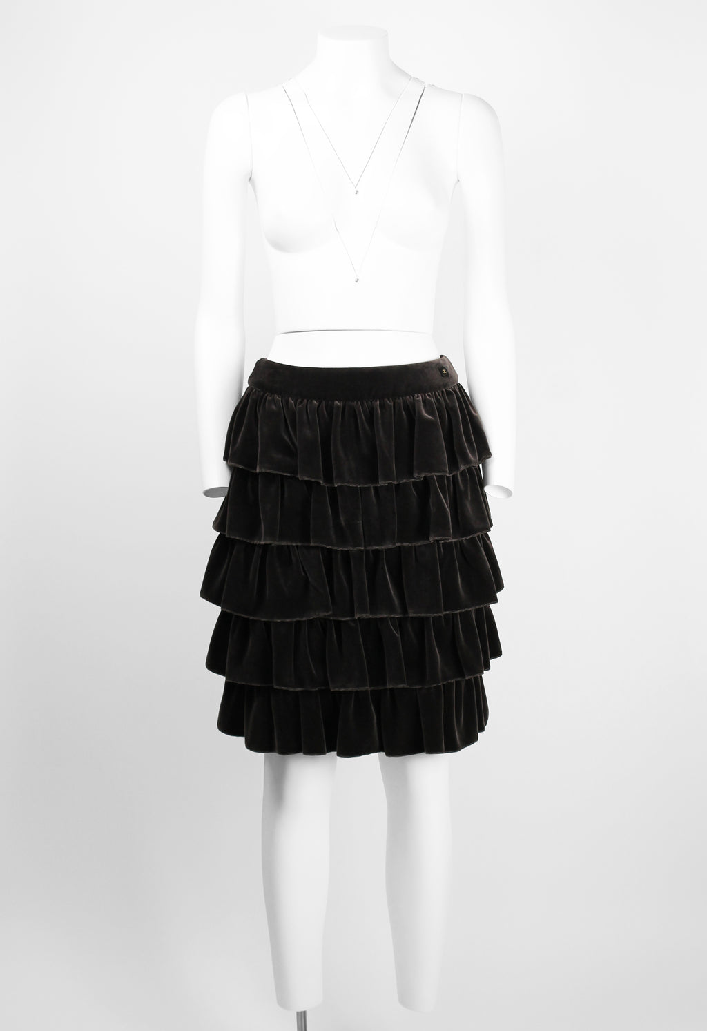 CHANEL FW 2001 VELVET RUFFLE SKIRT