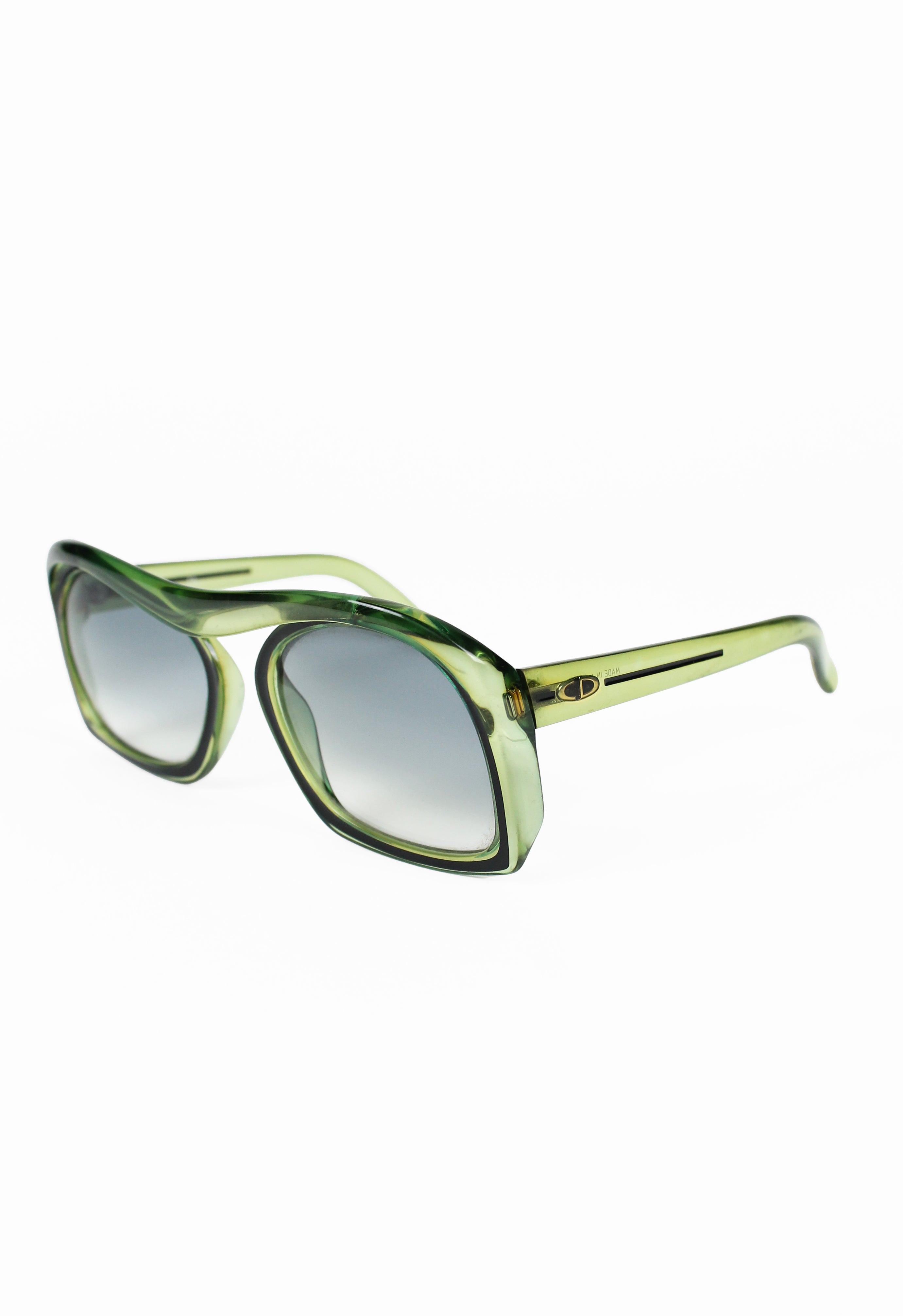 CHRISTIAN DIOR 1970'S GREEN XL SPACE AGE SUNGLASSES