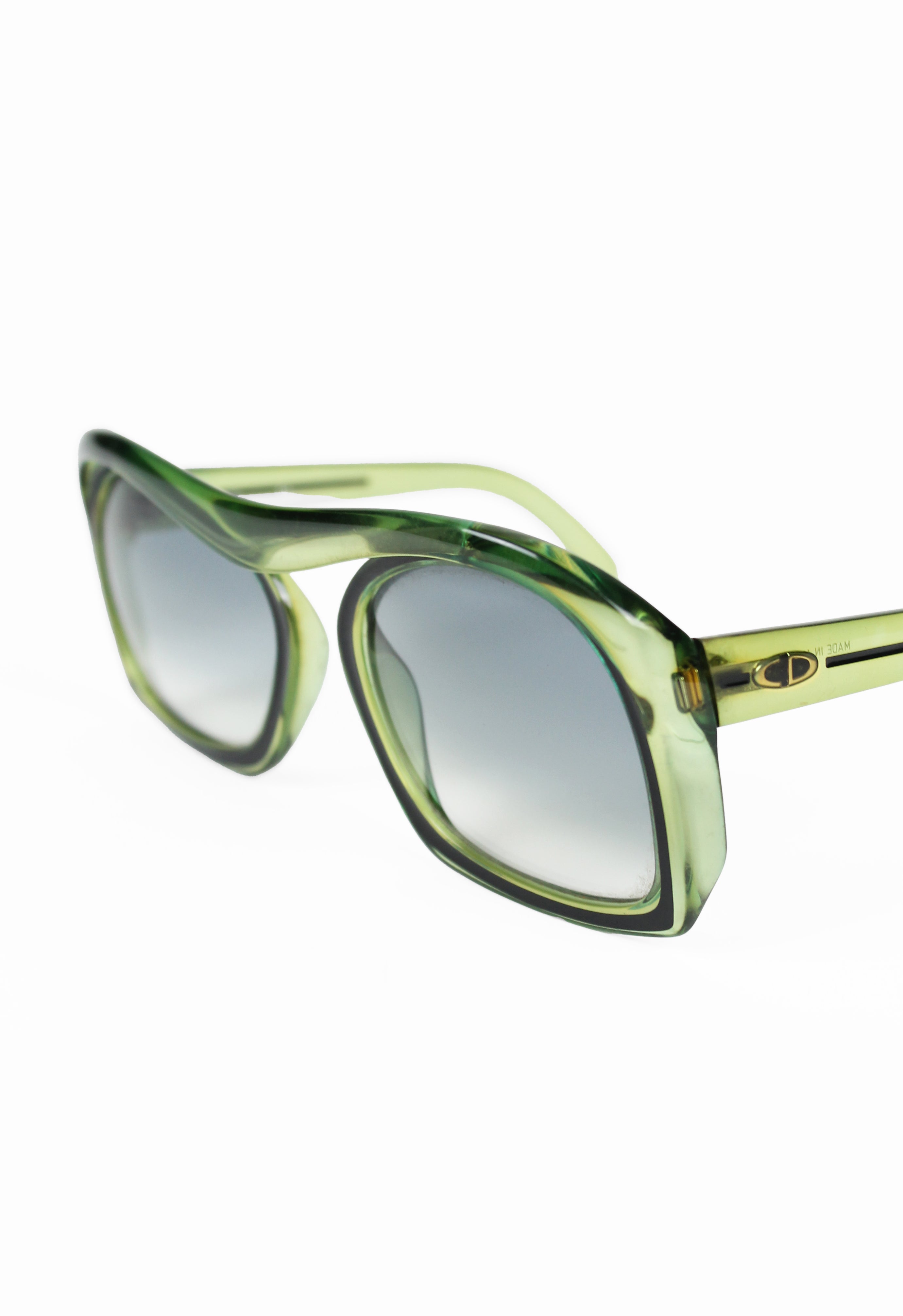 CHRISTIAN DIOR 1970'S GREEN XL SPACE AGE SUNGLASSES